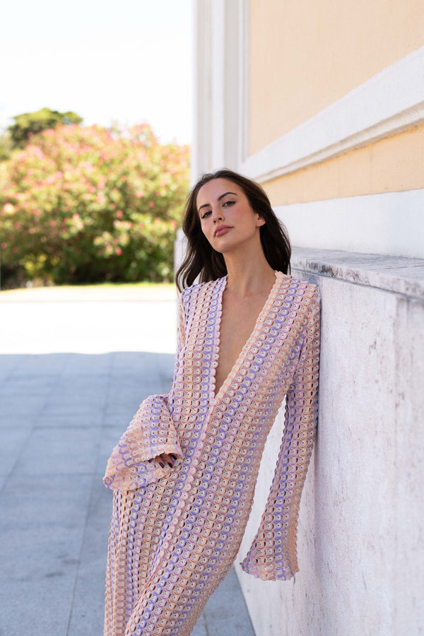 MULTICOLOR TRICOT DRESS LAVENDER - KAOÂ