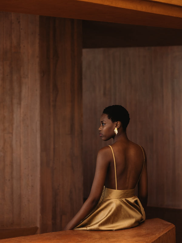 golden dress Nadine Merabi Nina Gold Dress L
