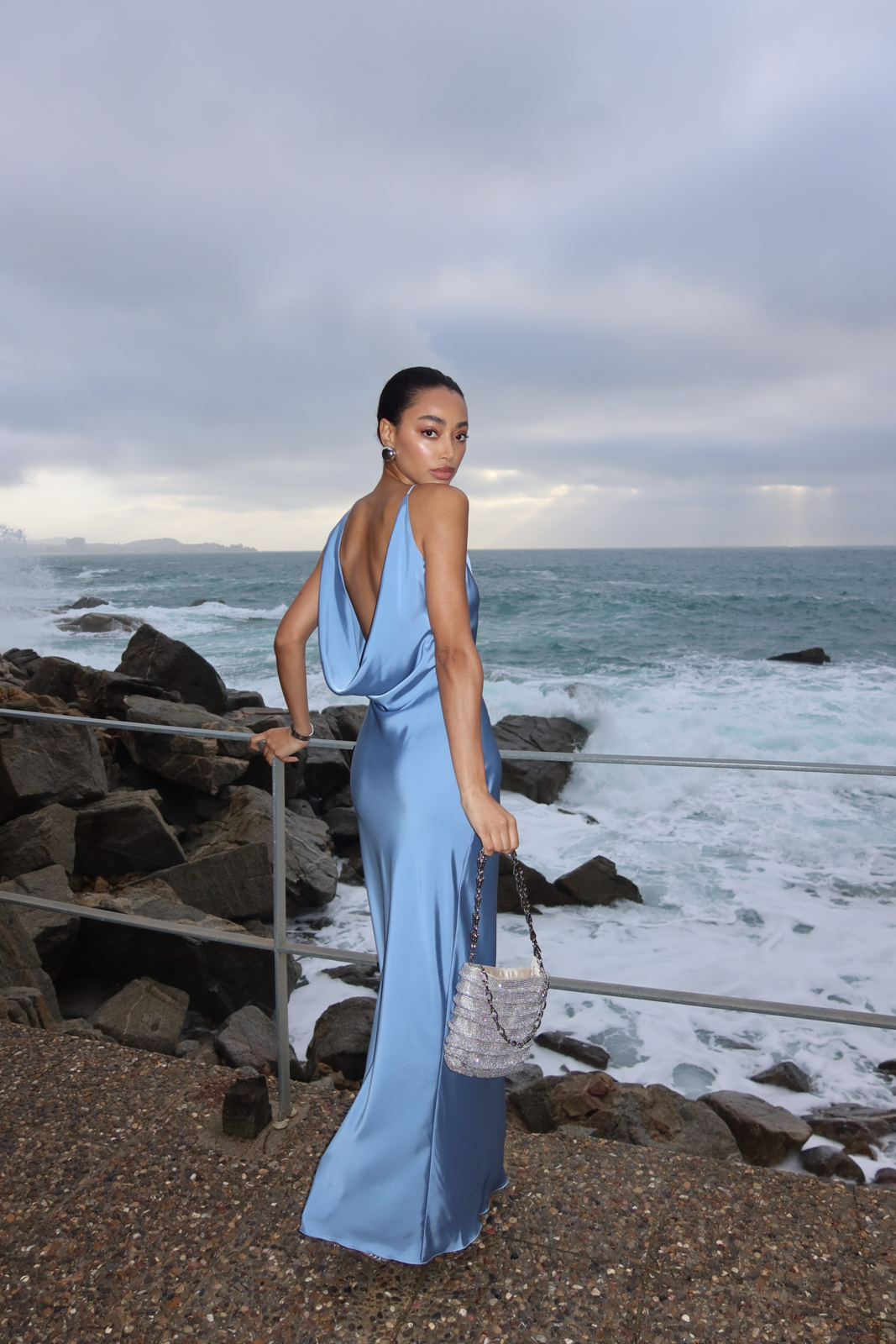 LONG FLUID BLUE DRESS