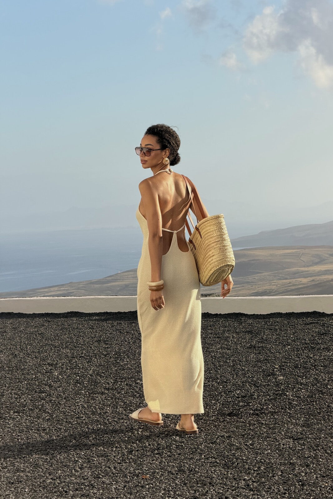 ROBE LONGUE JAUNE BEURRE EN MAILLE