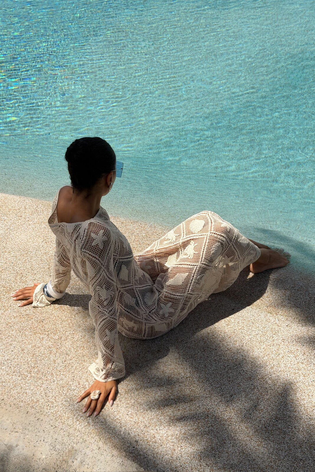 LONG CROCHET MESH DRESS WITH MARINE SYMBOLS