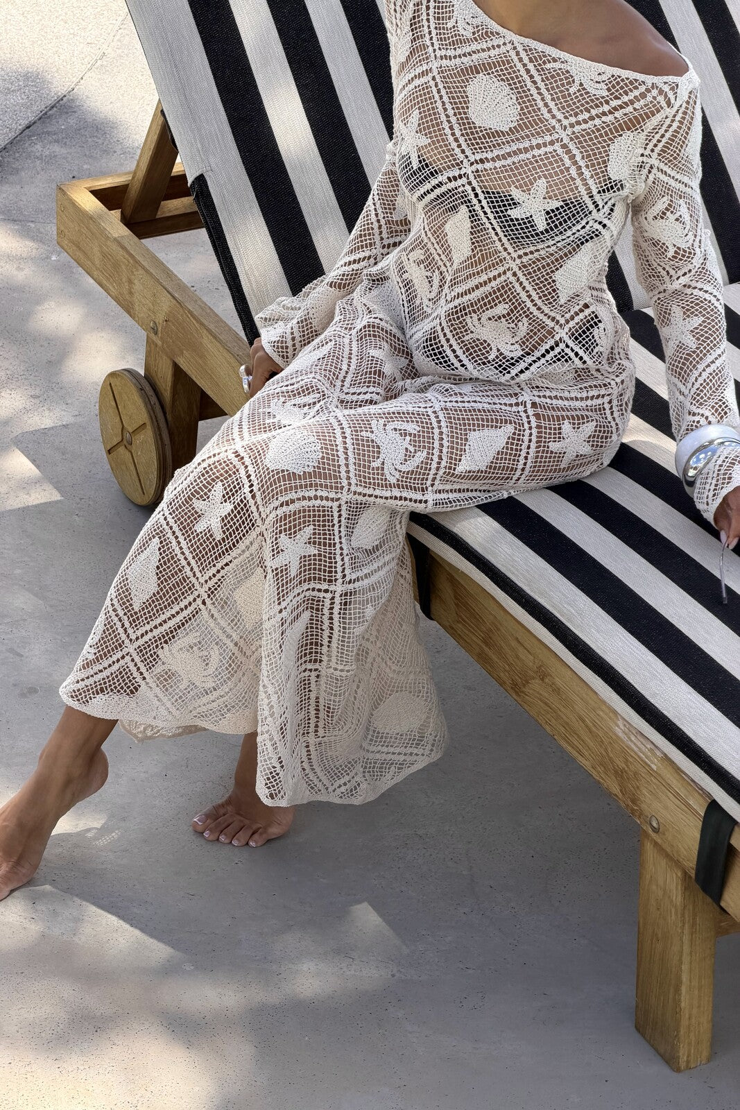 LONG CROCHET MESH DRESS WITH MARINE SYMBOLS