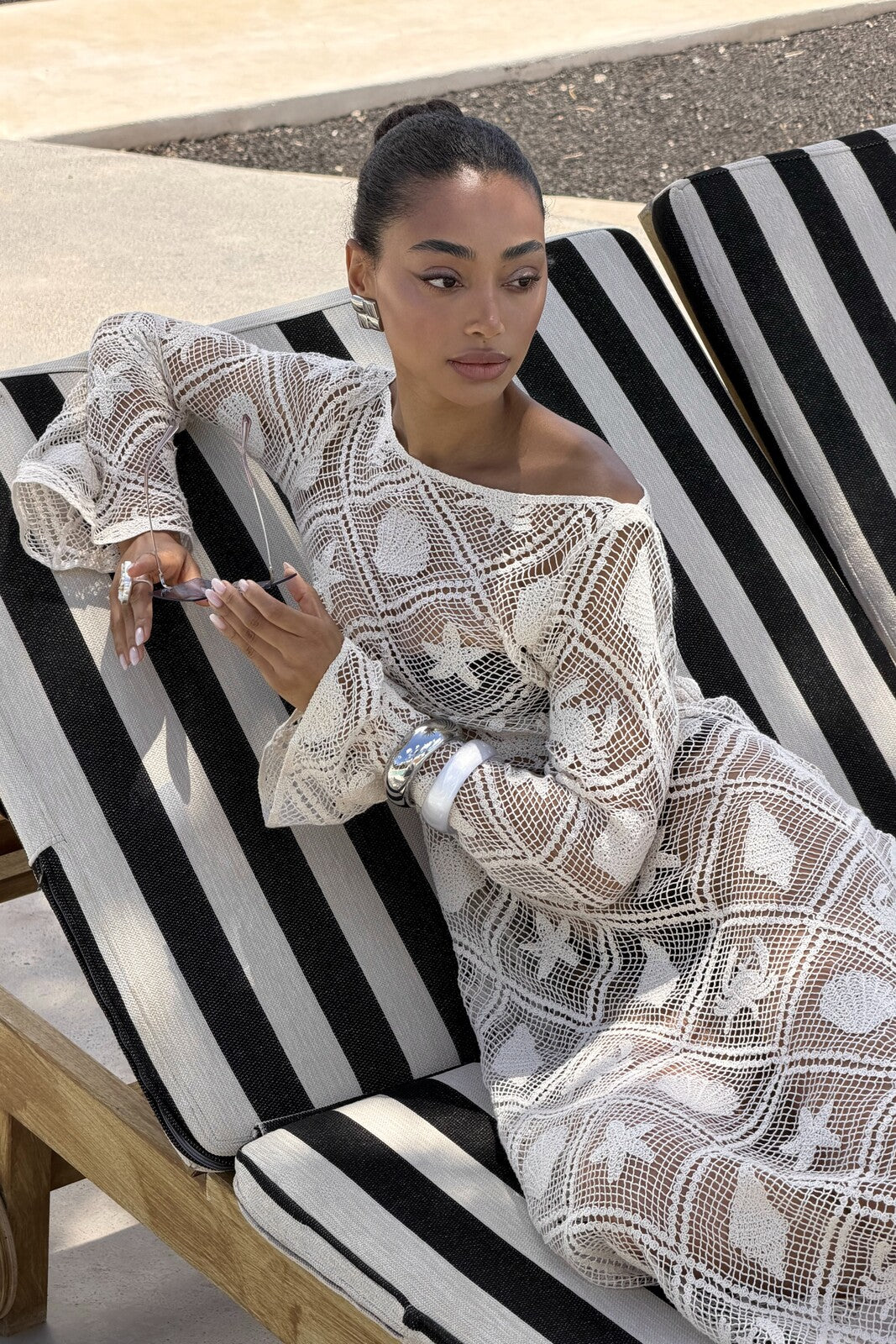 LONG CROCHET MESH DRESS WITH MARINE SYMBOLS
