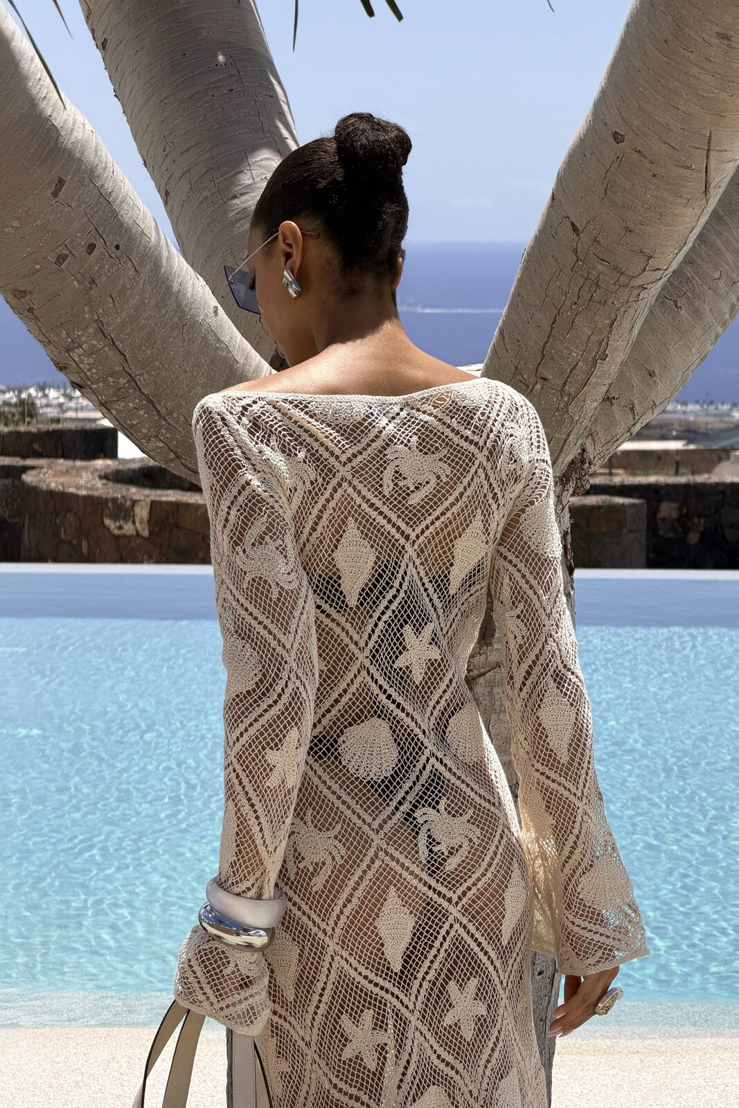 LONG CROCHET MESH DRESS WITH MARINE SYMBOLS
