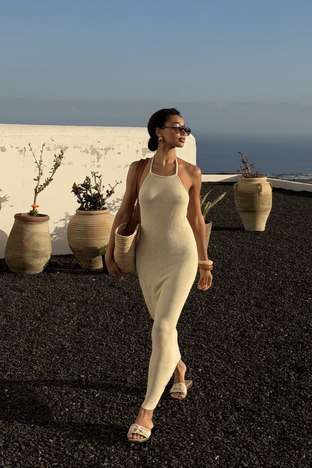 ROBE LONGUE JAUNE BEURRE EN MAILLE