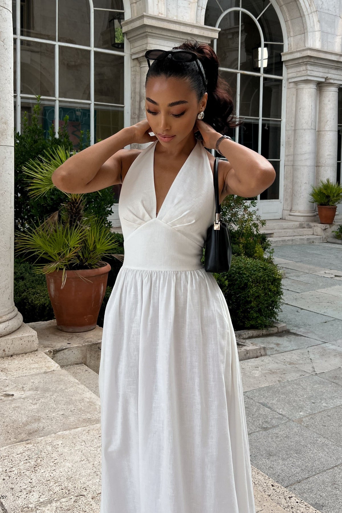 LONG WHITE LINEN DRESS