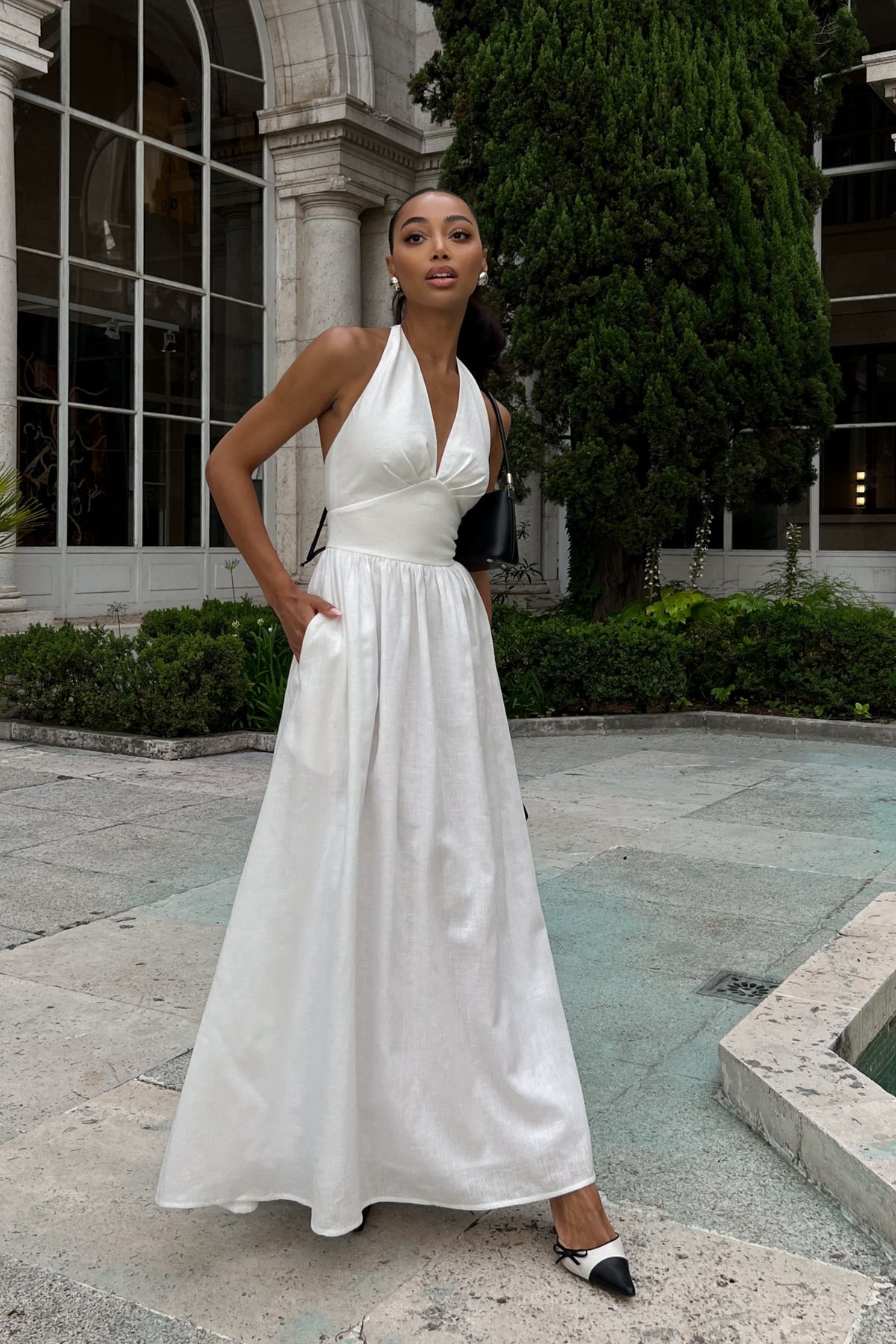 LONG WHITE LINEN DRESS