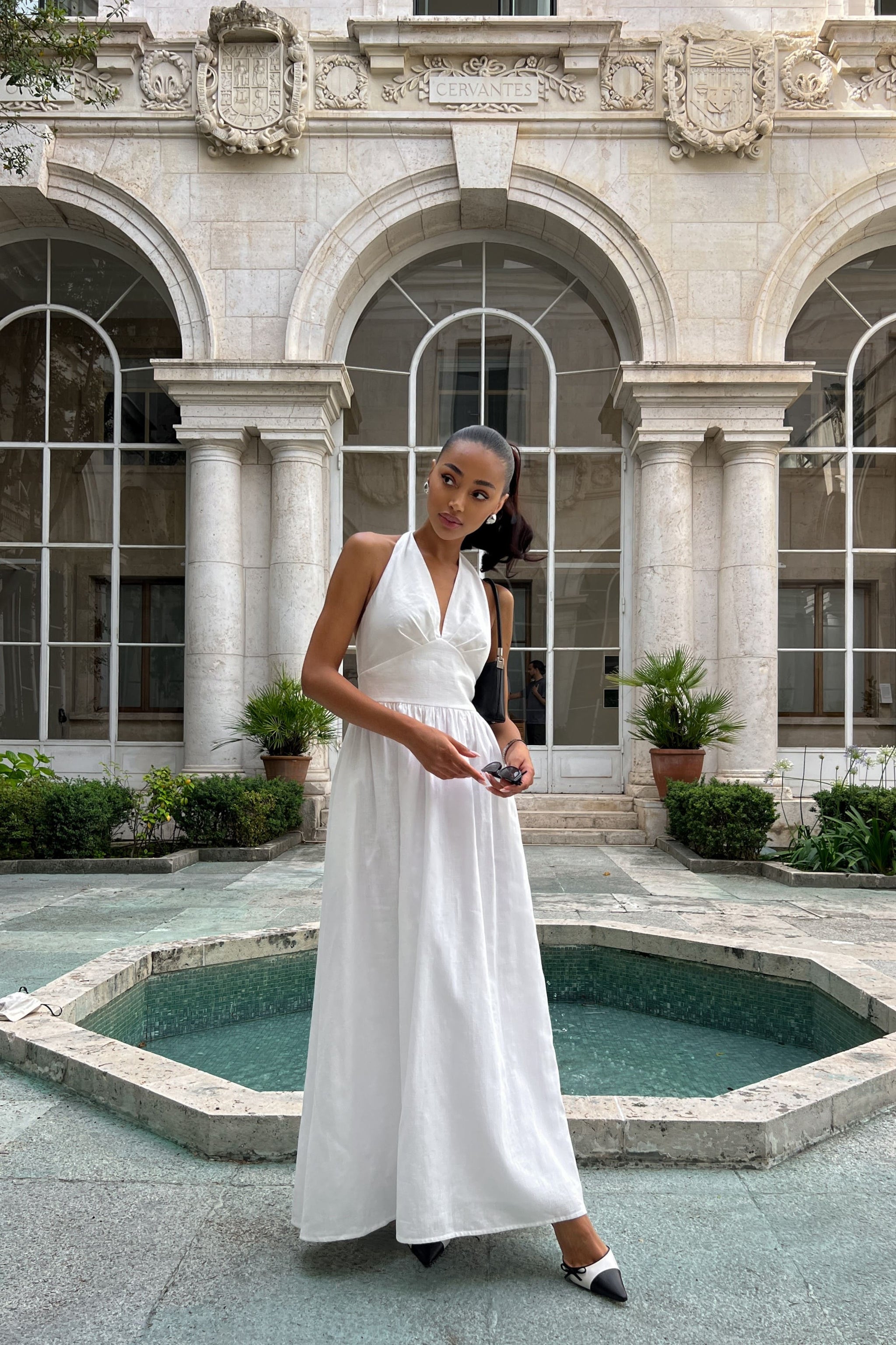 linen dress white LONG WHITE LINEN DRESS