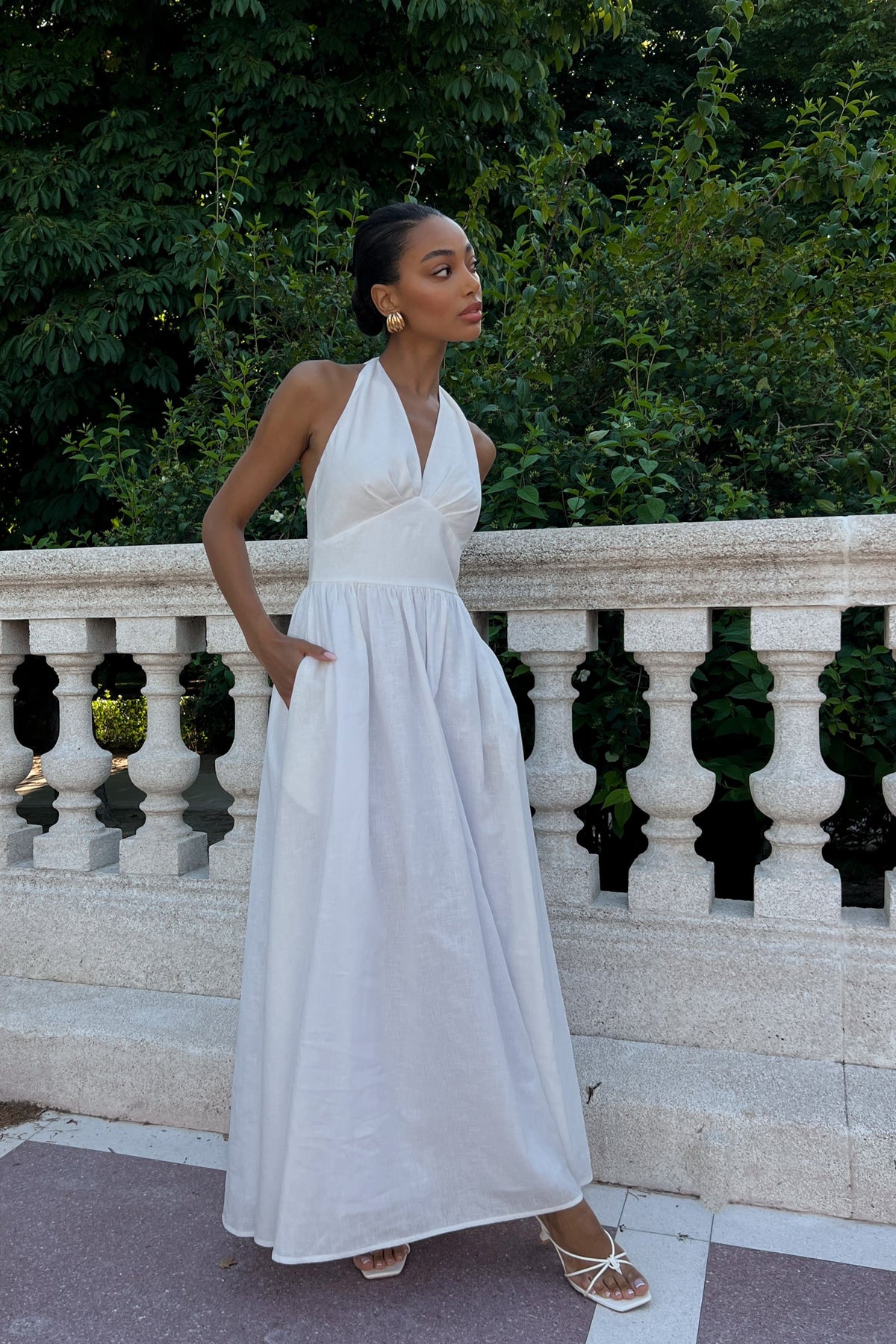 LONG WHITE LINEN DRESS