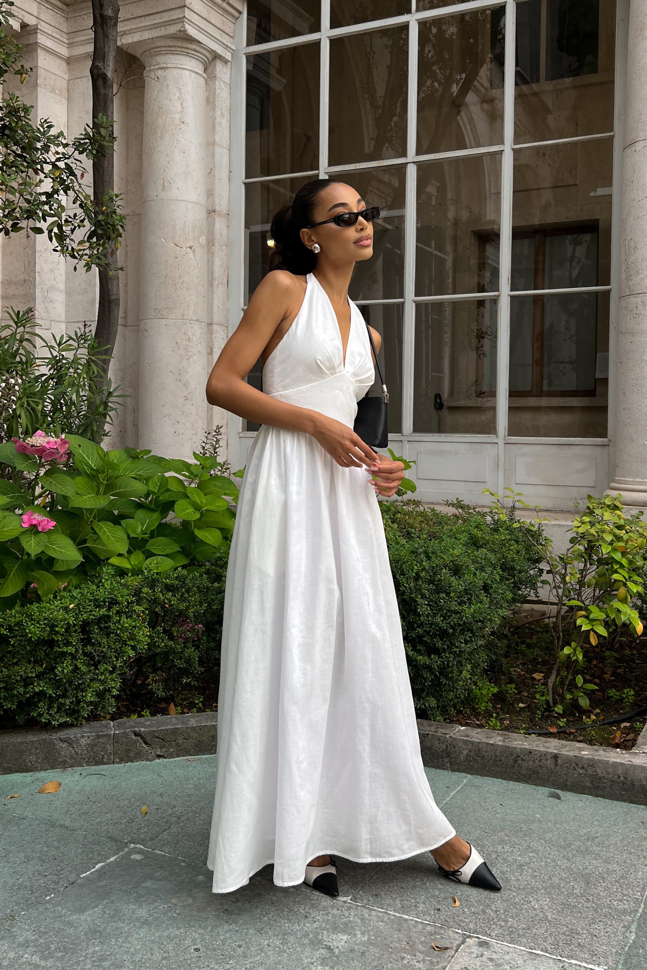 fitted lace wedding dress A Line V Neck White Prom Dresses, Satin Tea Length White Formal Weddin –  morievent main image 0