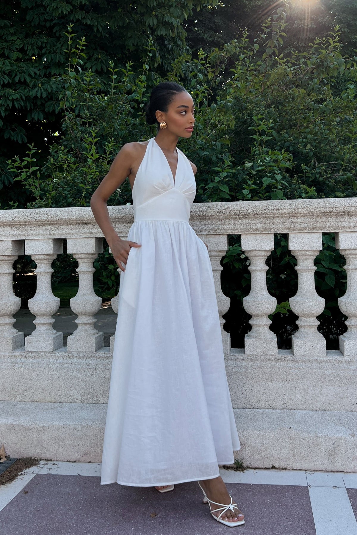 LONG WHITE LINEN DRESS
