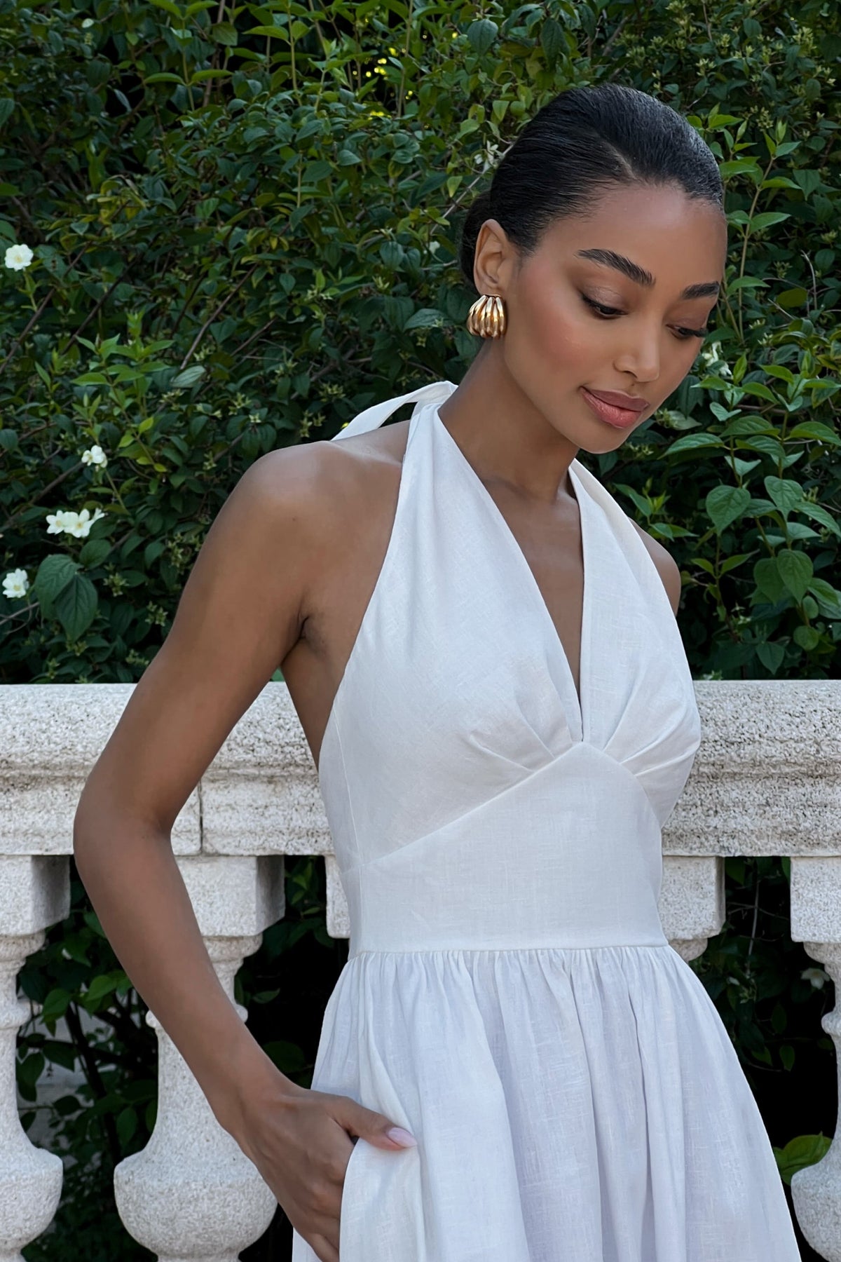 LONG WHITE LINEN DRESS