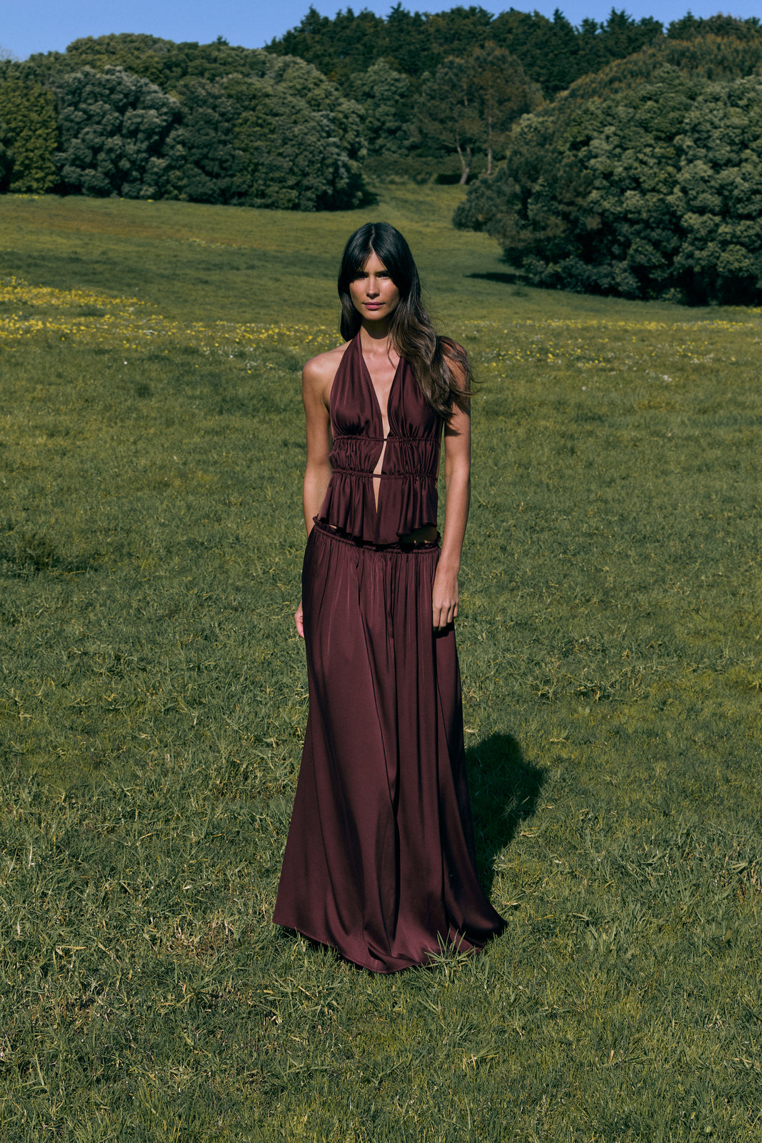 TOP HALTER BORDEAUX SCURO CON SCHIENA SCOPERTA