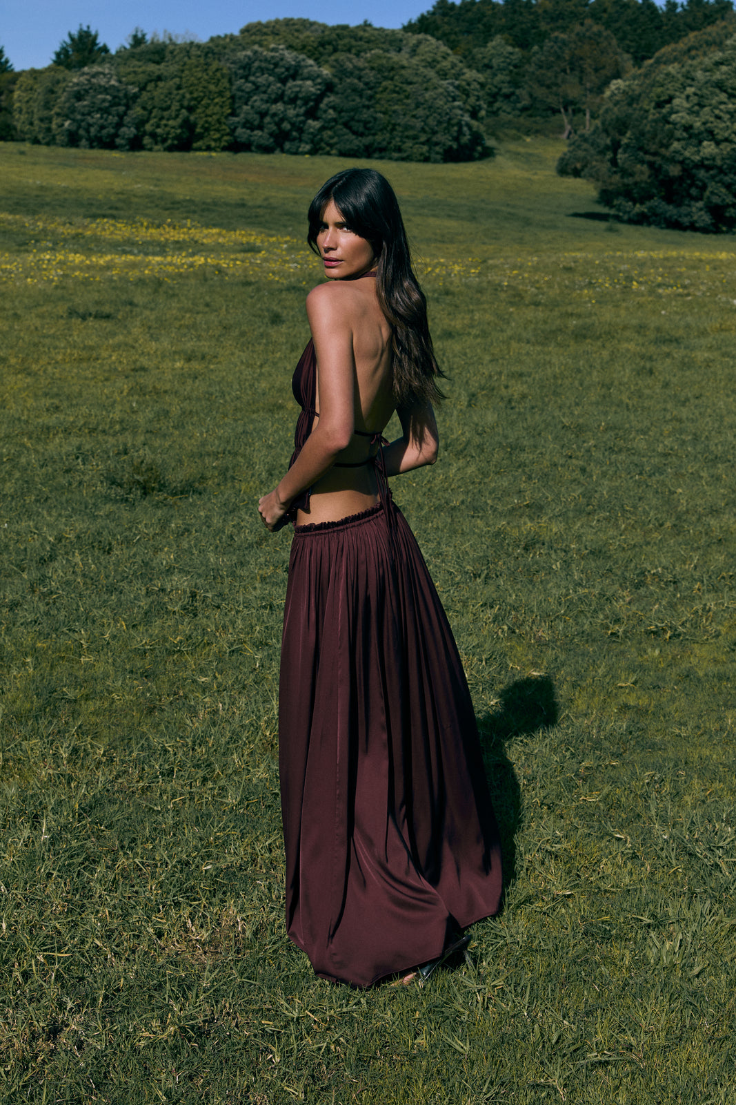 TOP HALTER BORDEAUX SCURO CON SCHIENA SCOPERTA