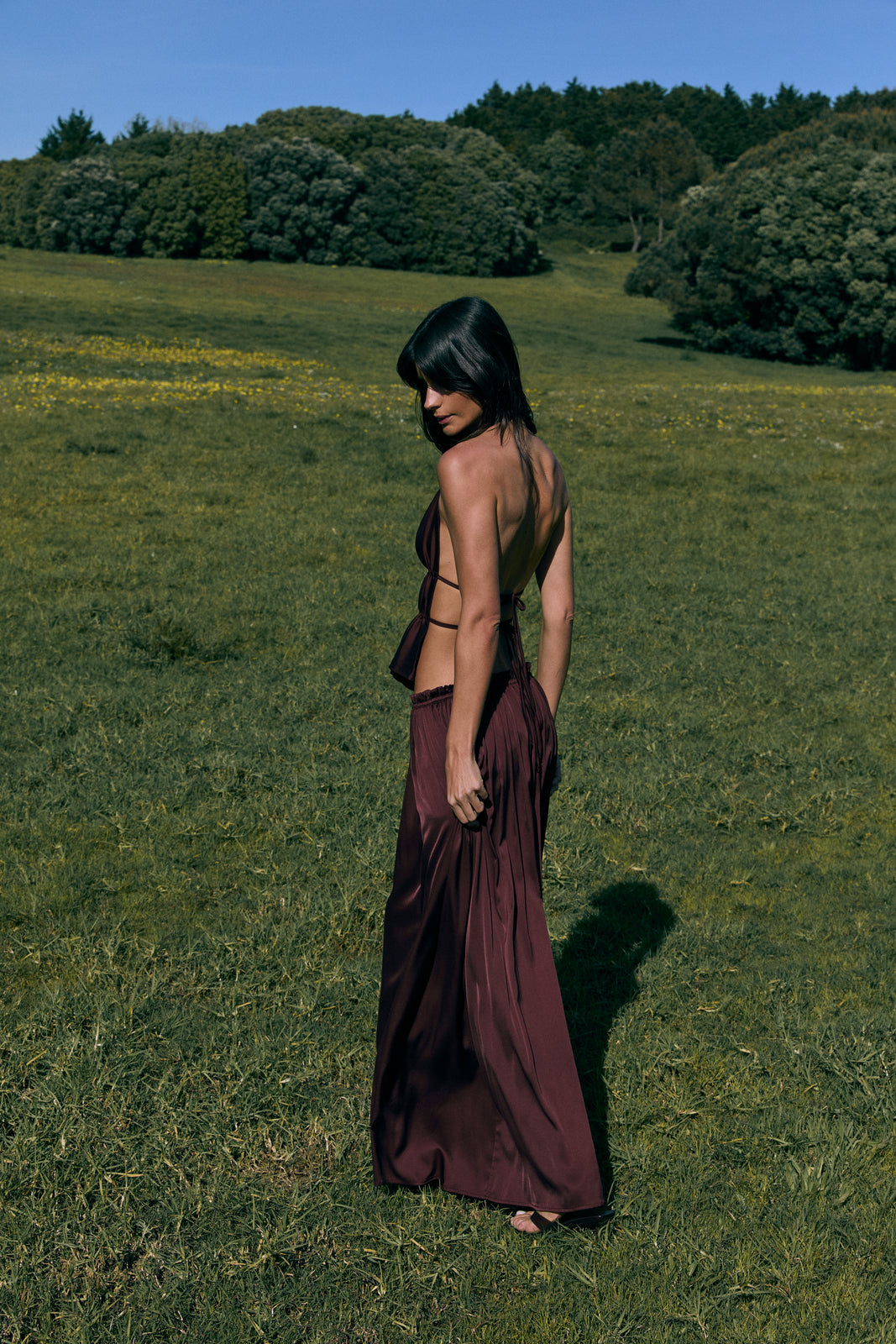 TOP HALTER BORDEAUX SCURO CON SCHIENA SCOPERTA