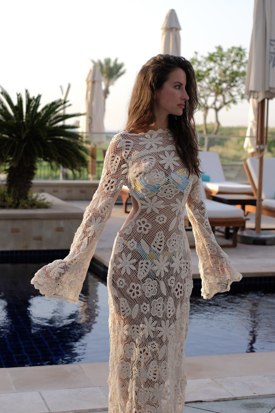 VESTITO LUNGO IN MAGLIA BEIGE