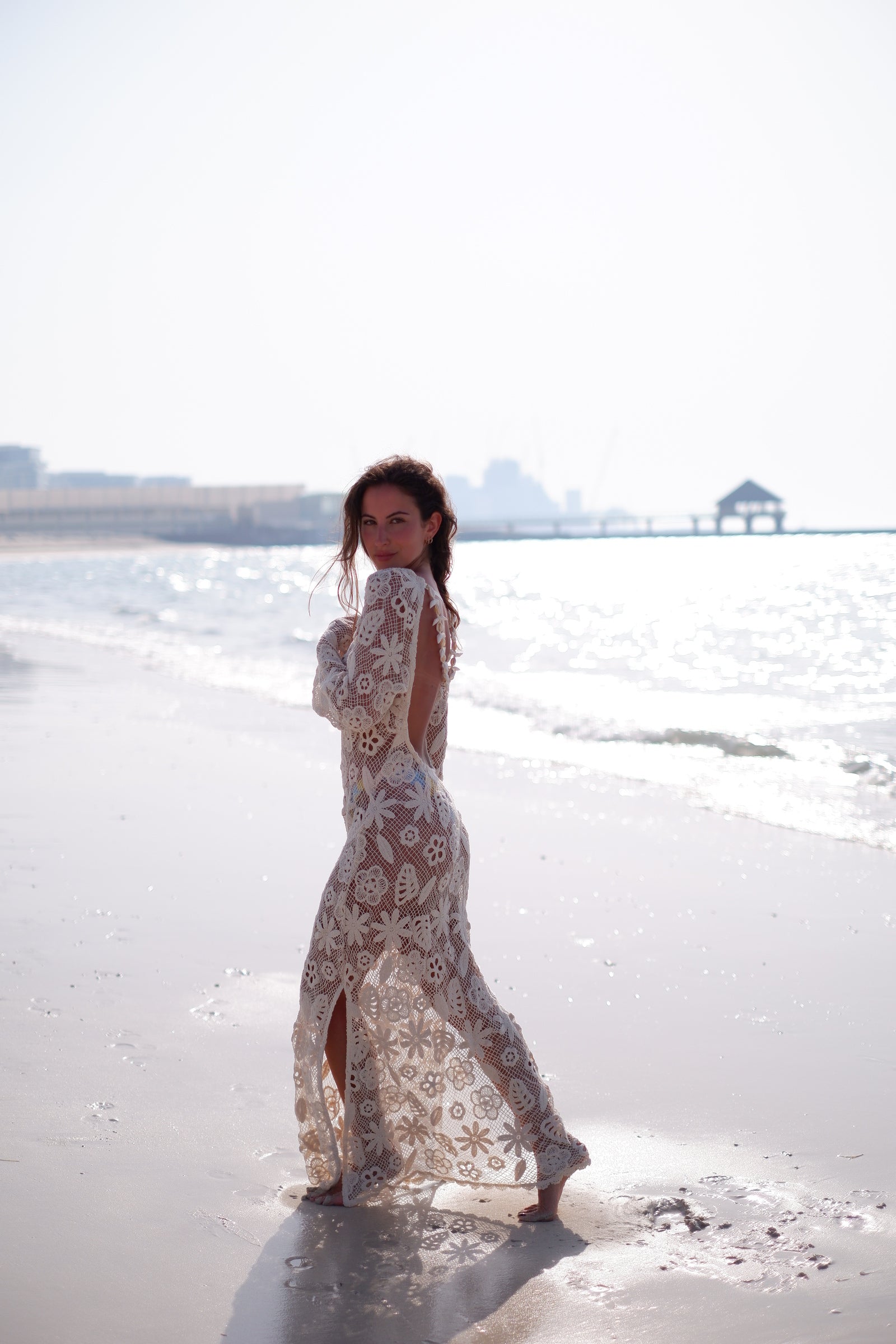 sea lace dress Black Medina Lace Midi Dress