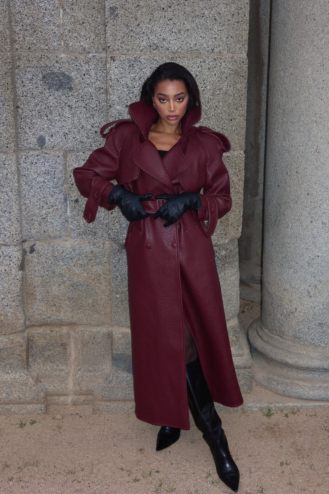BURGUNDY GABARDINE WITH TEXTURE