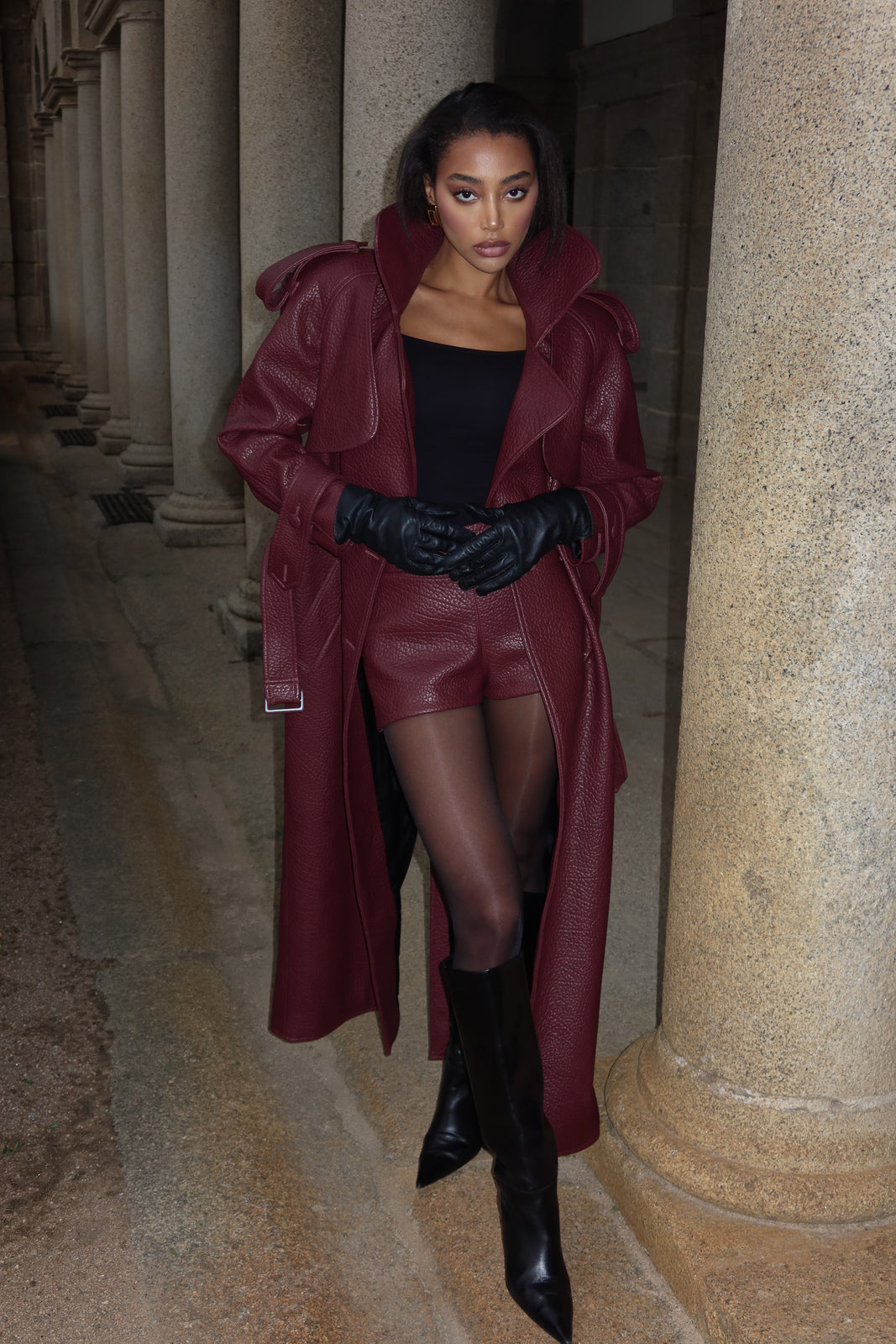 BURGUNDY GABARDINE WITH TEXTURE