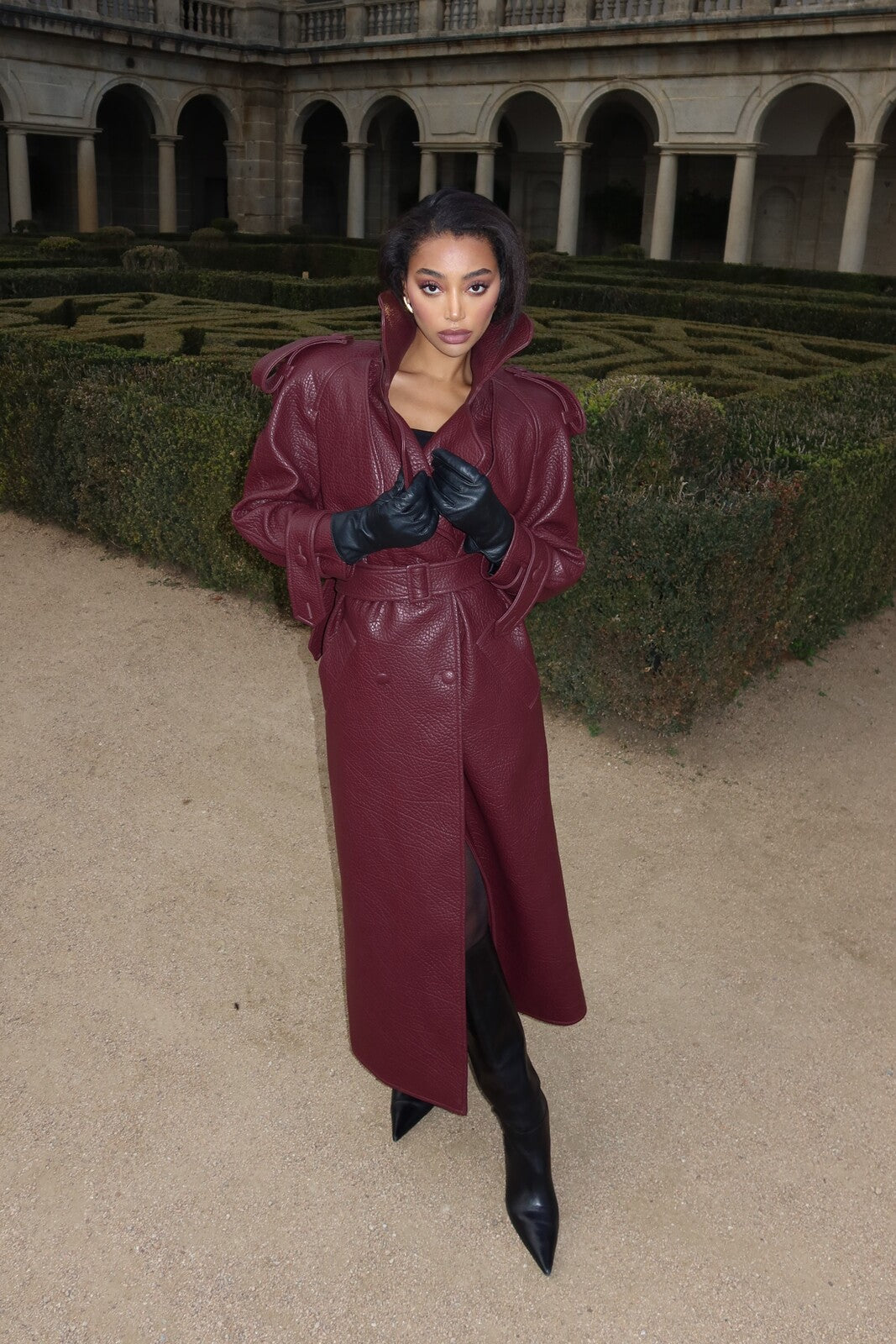 BURGUNDY GABARDINE WITH TEXTURE