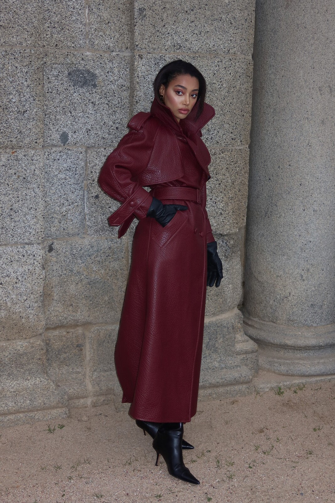 BURGUNDY GABARDINE WITH TEXTURE