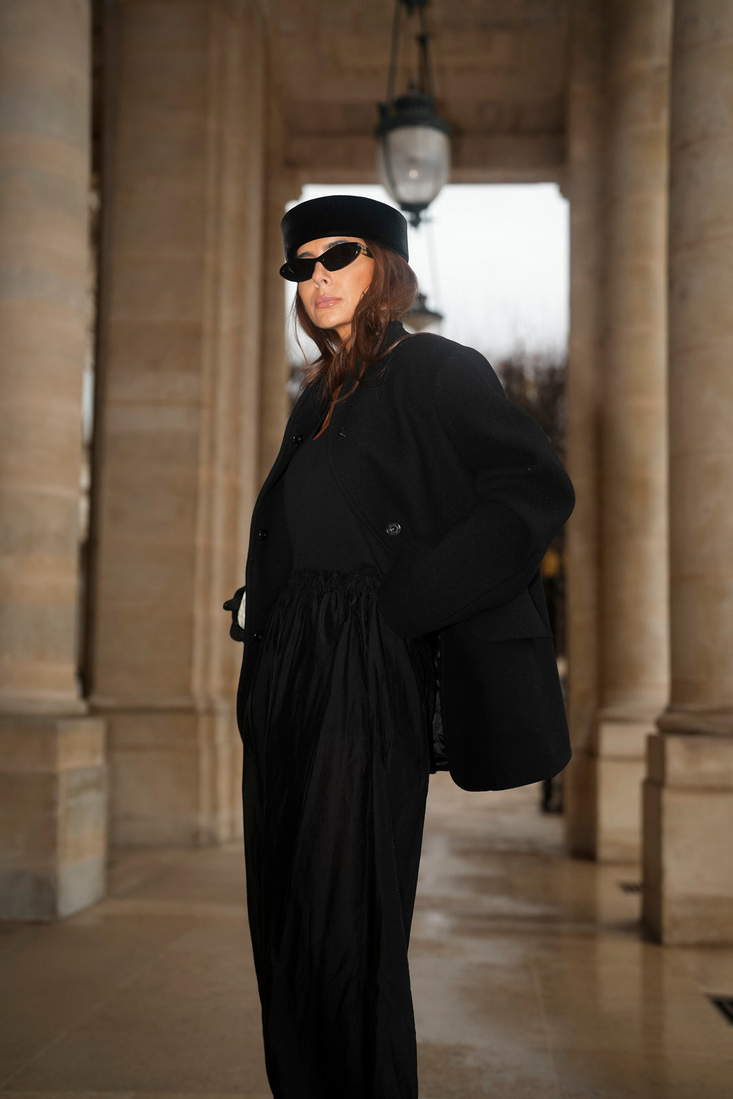 SHEER BLACK BOMBACHA TROUSERS