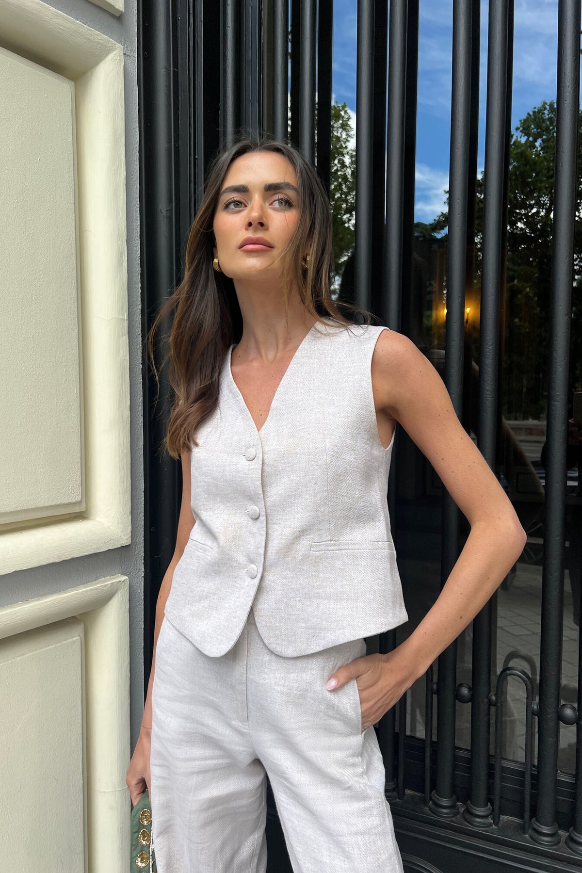 BEIGE LINEN VEST