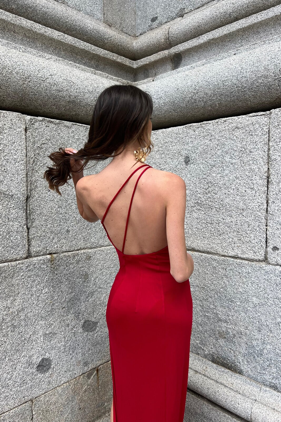 LONG ASYMMETRICAL RED DRESS - KAO LONG ASYMMETRICAL RED DRESS - KAO