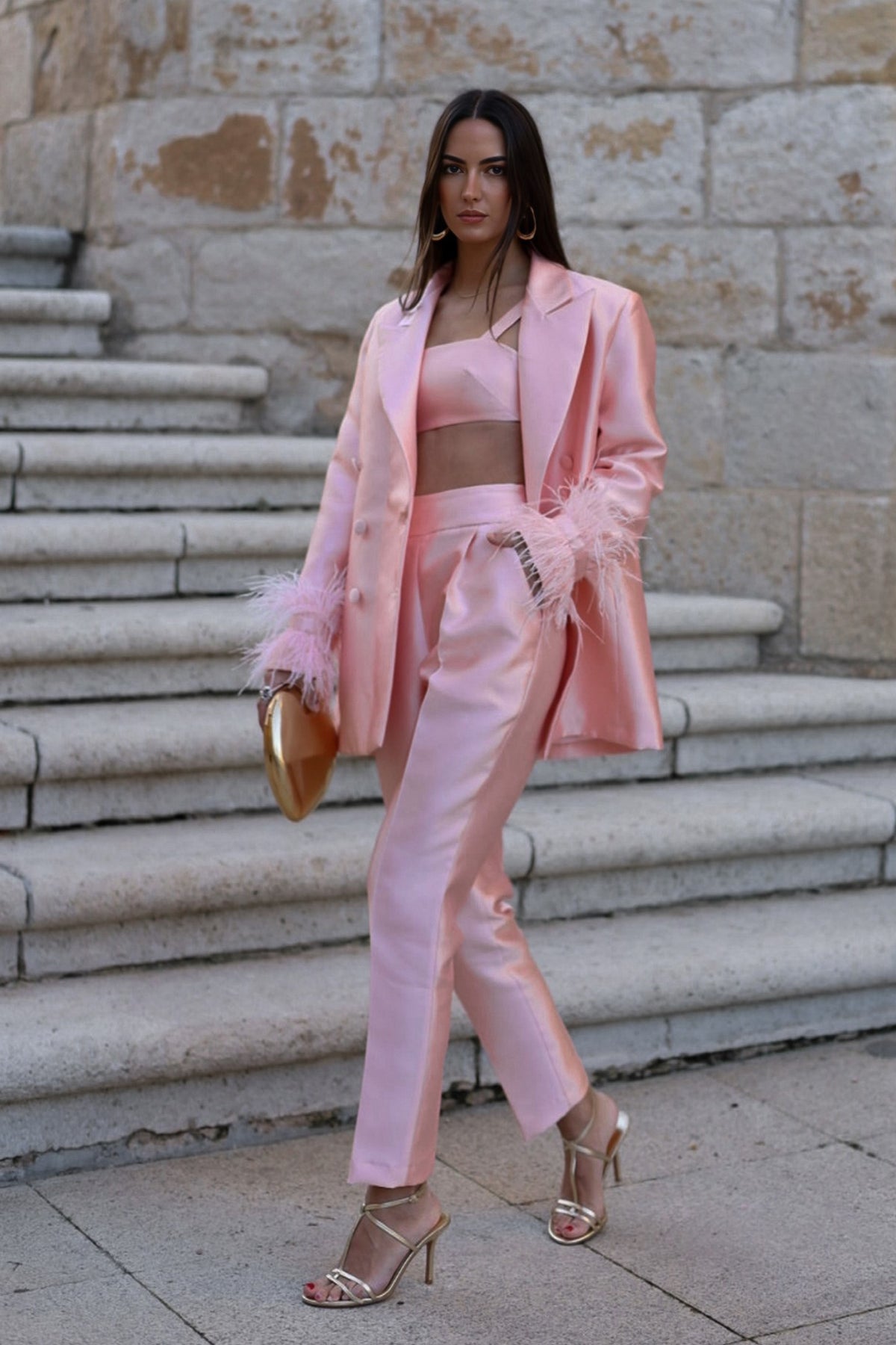 STRUCTURED PINK PANTS
