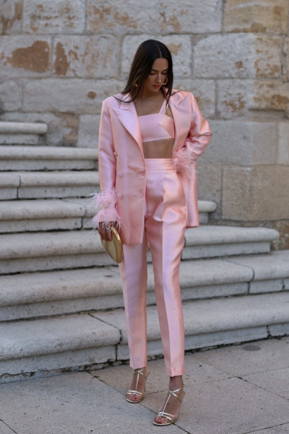 STRUCTURED PINK PANTS