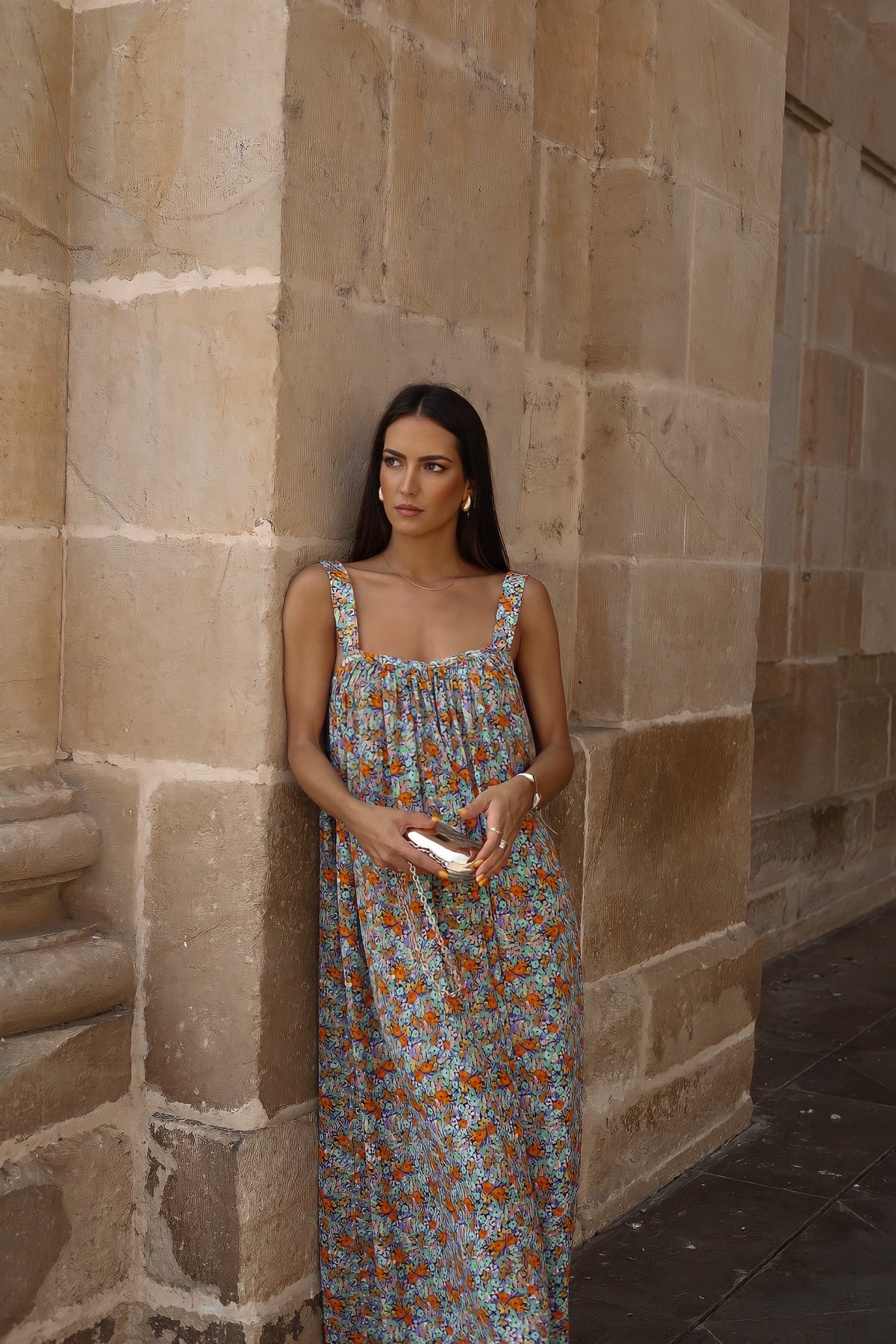 ROBE FLUIDE À FLEURS MULTICOLORE