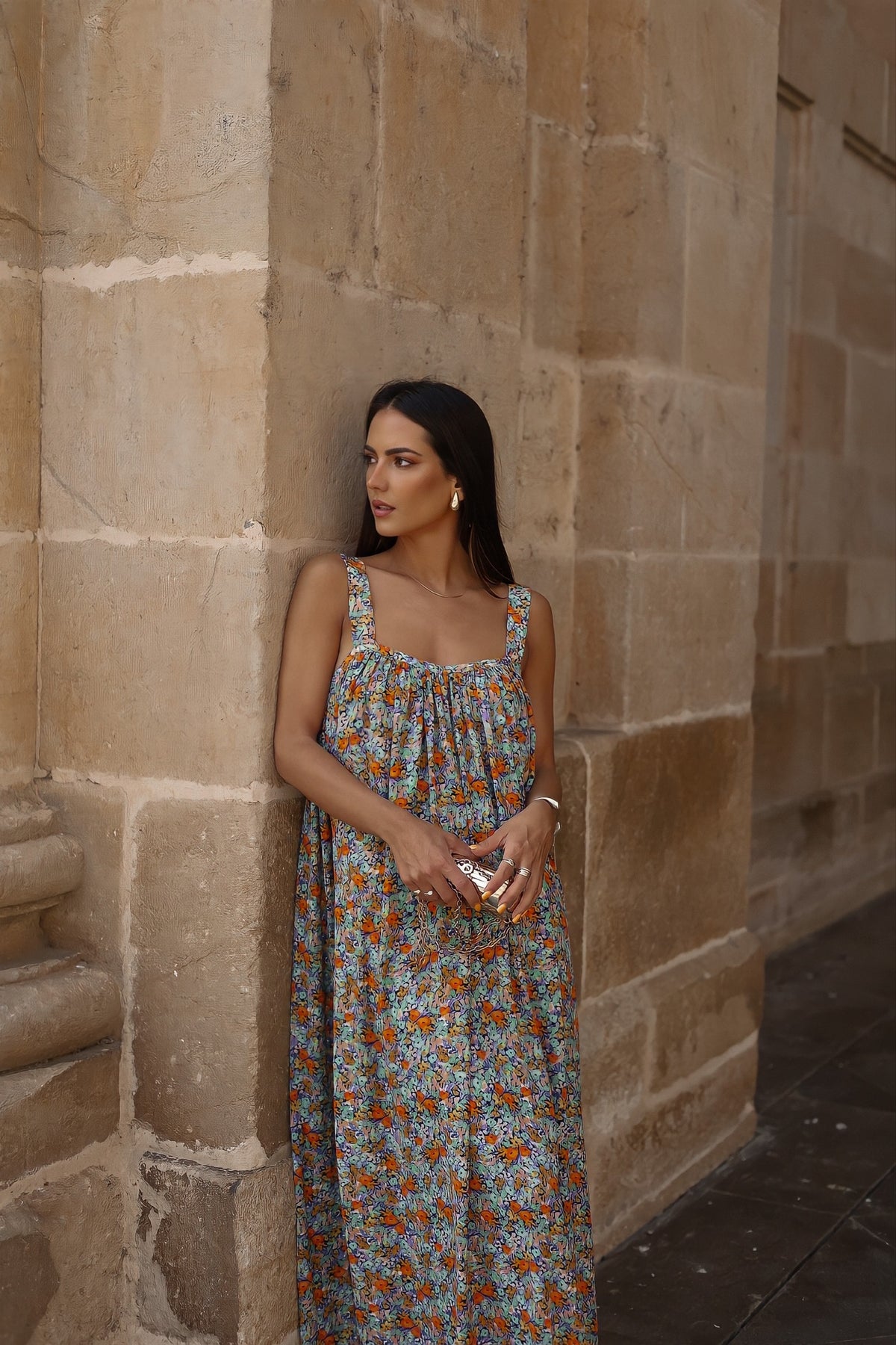 ROBE FLUIDE À FLEURS MULTICOLORE