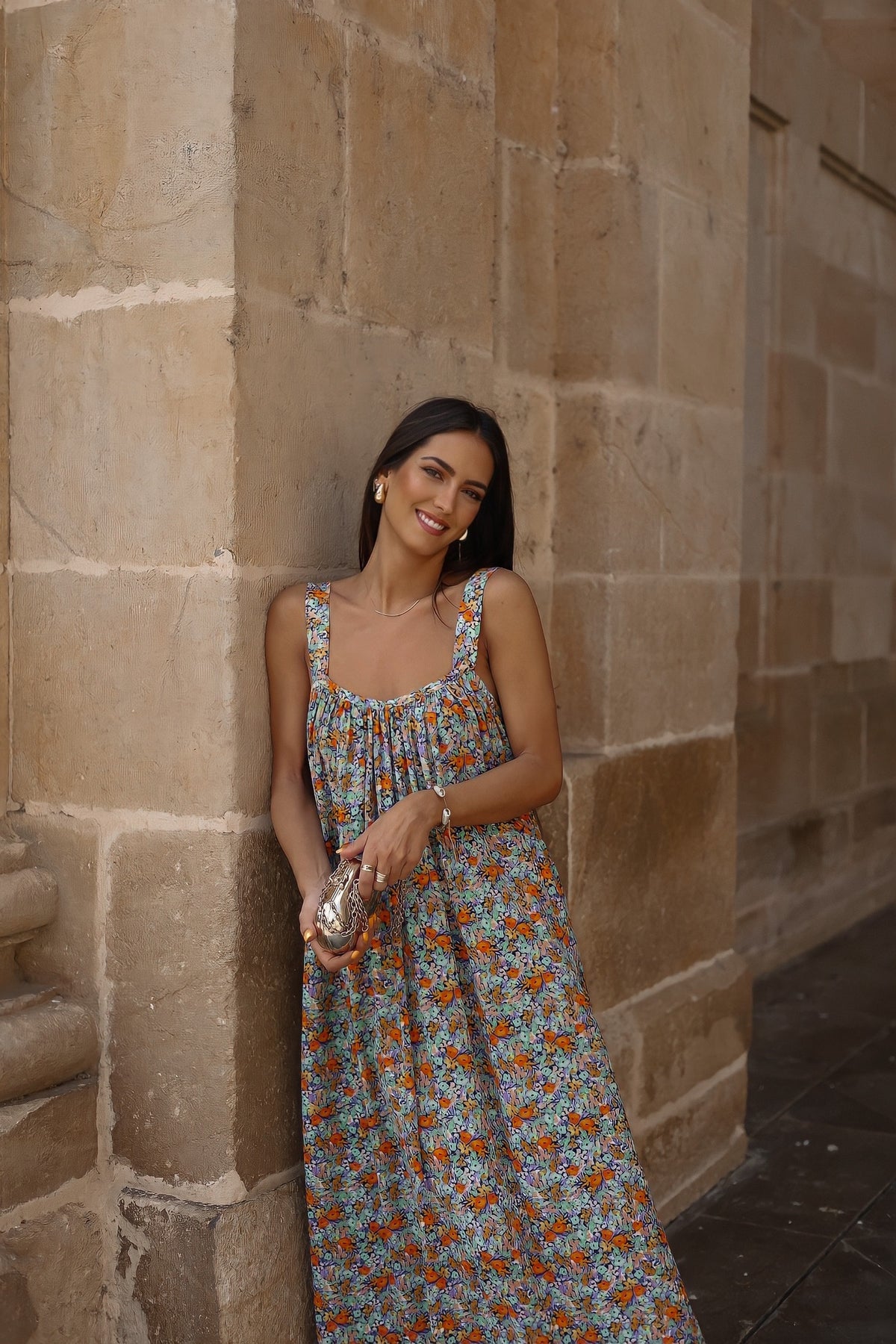 ROBE FLUIDE À FLEURS MULTICOLORE
