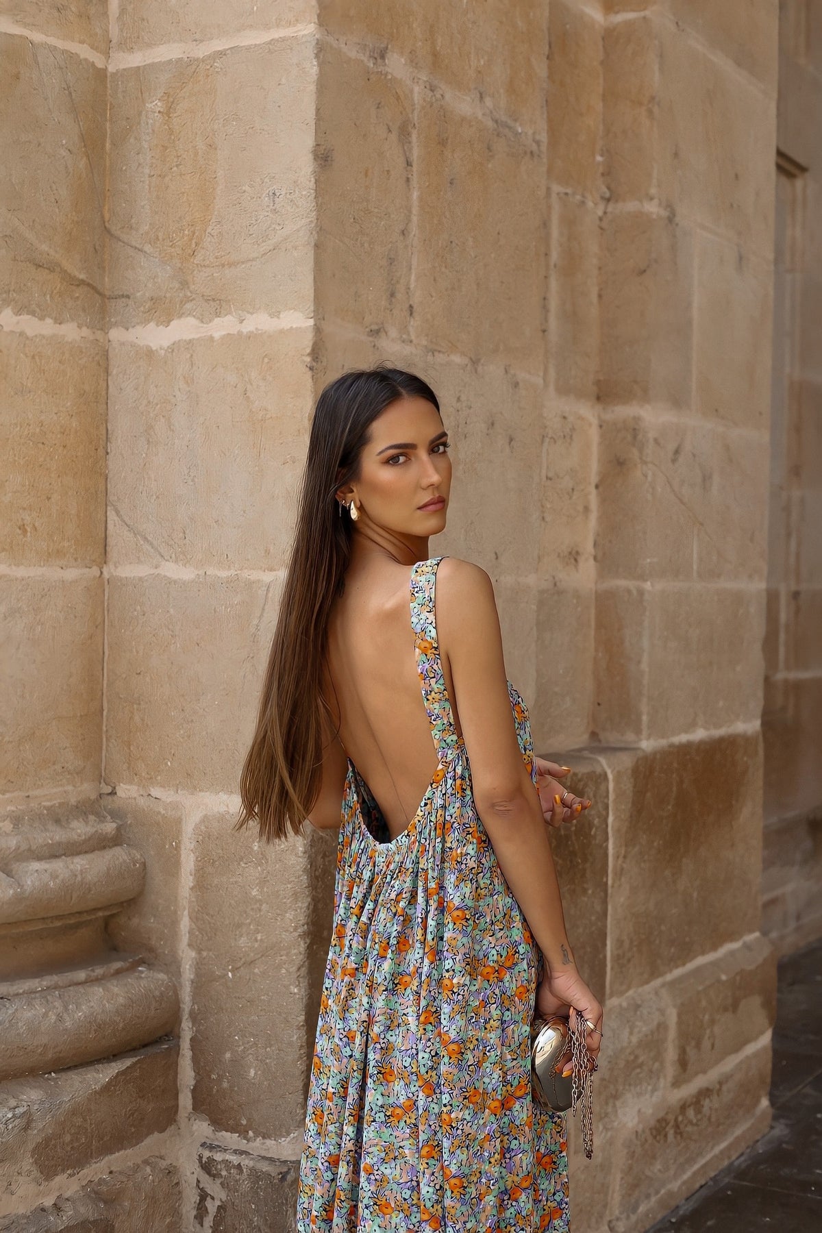 ROBE FLUIDE À FLEURS MULTICOLORE