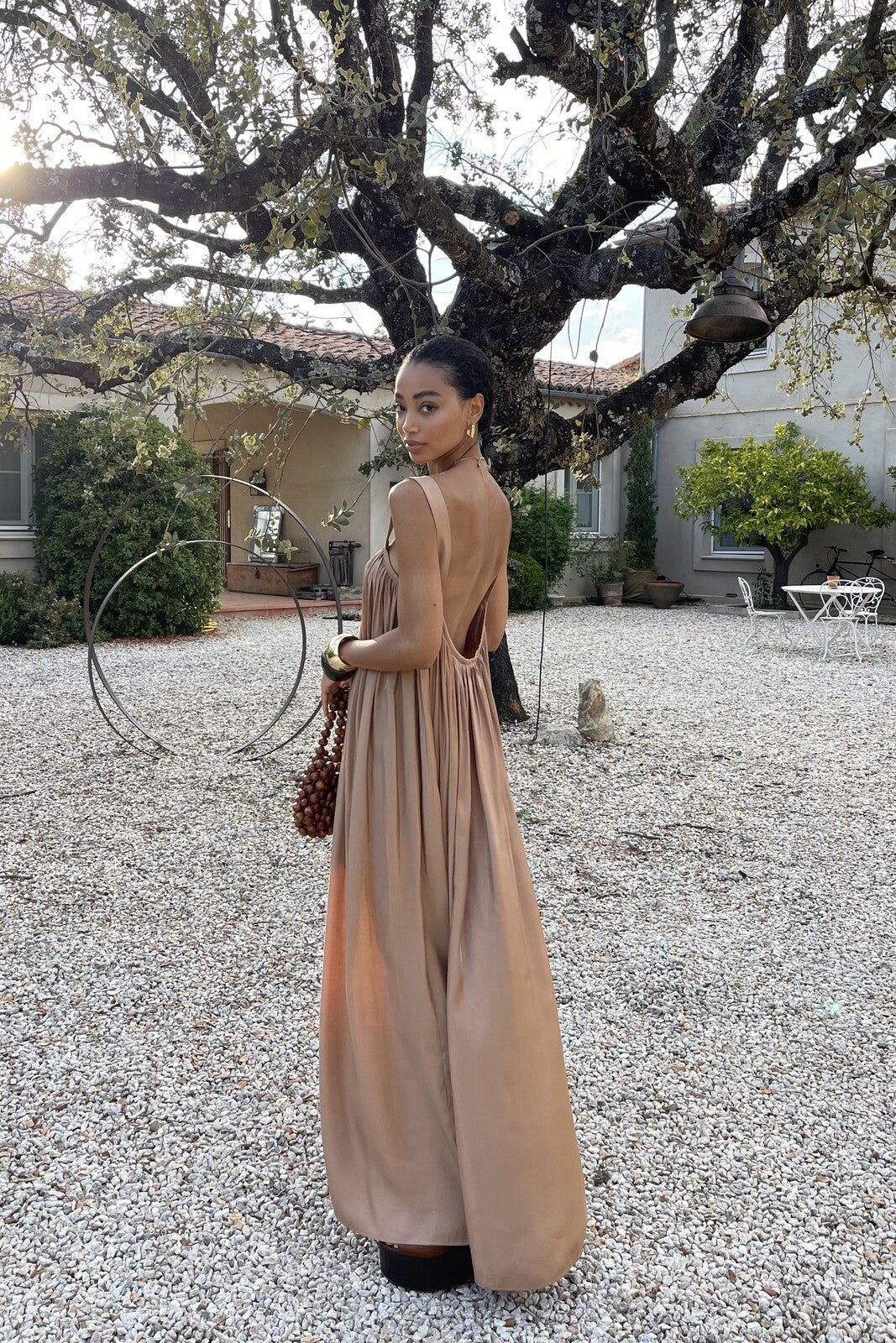 BEIGE GOLD DRESS