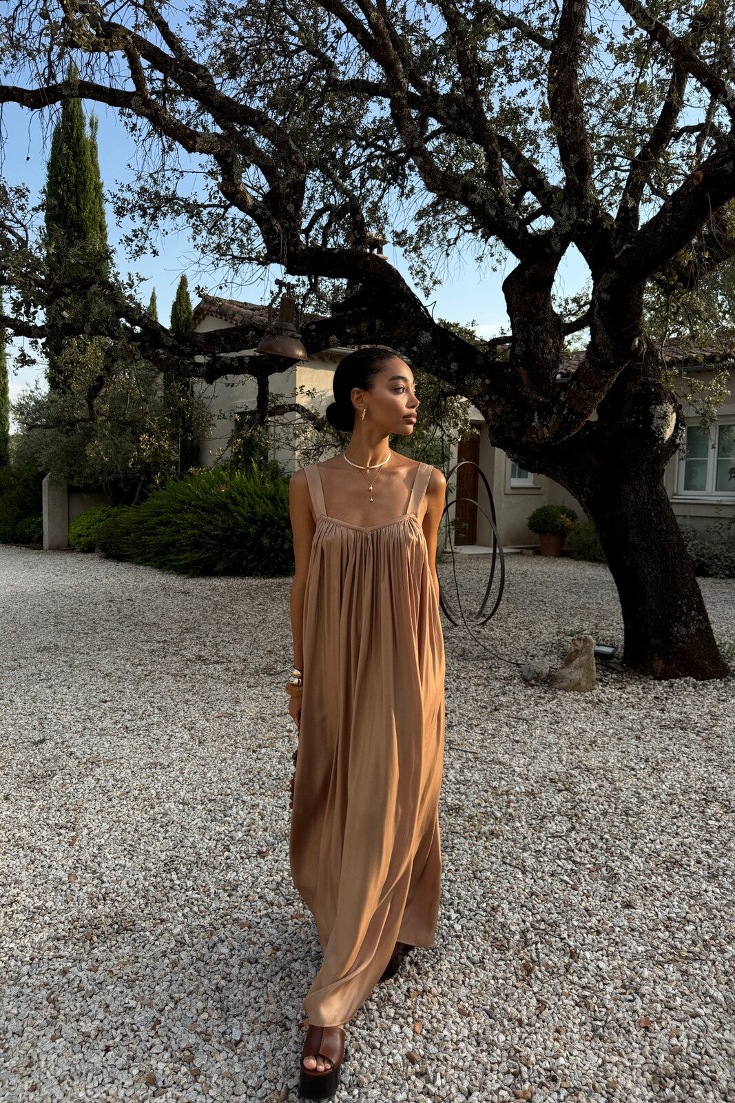 BEIGE GOLD DRESS