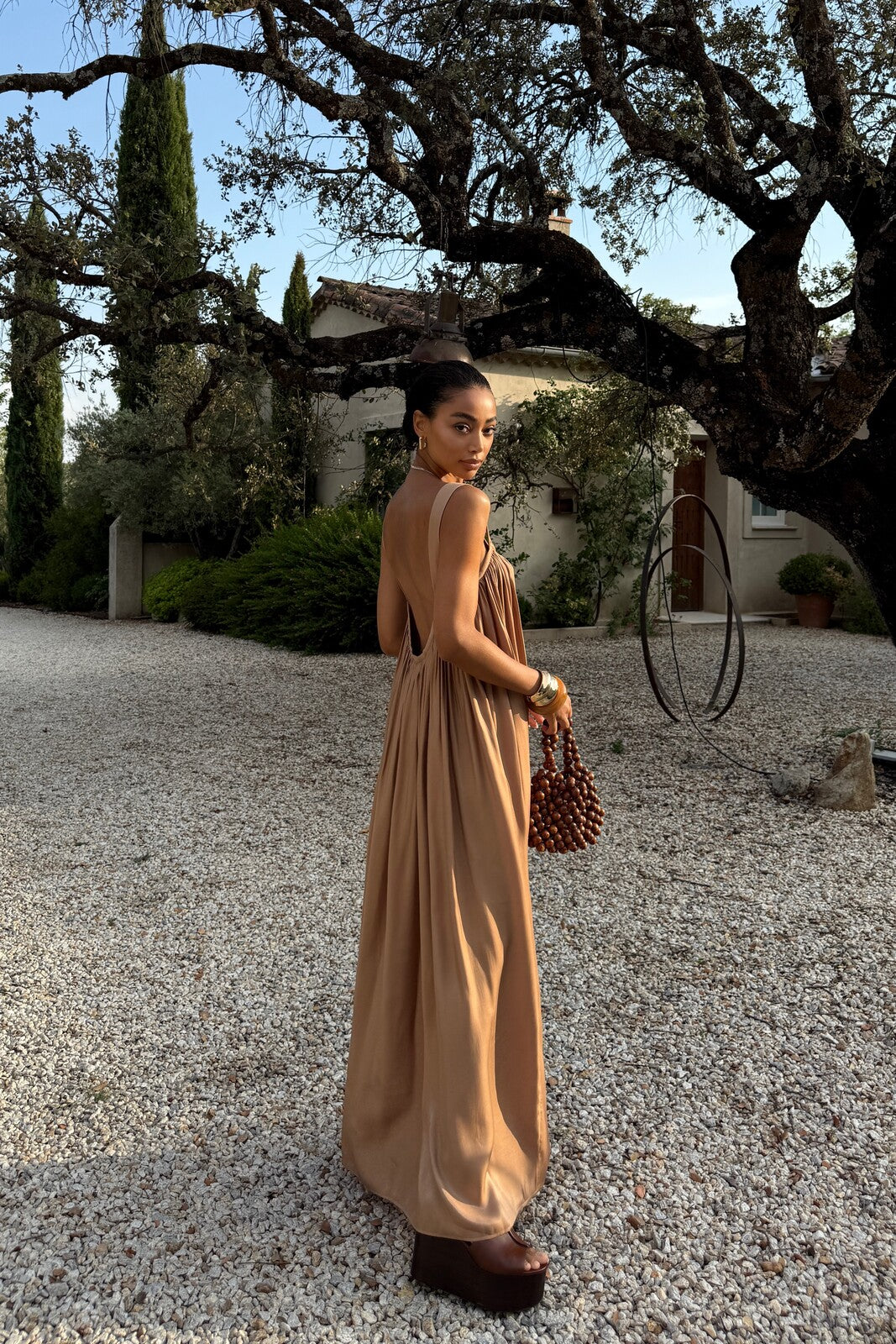 BEIGE GOLD DRESS