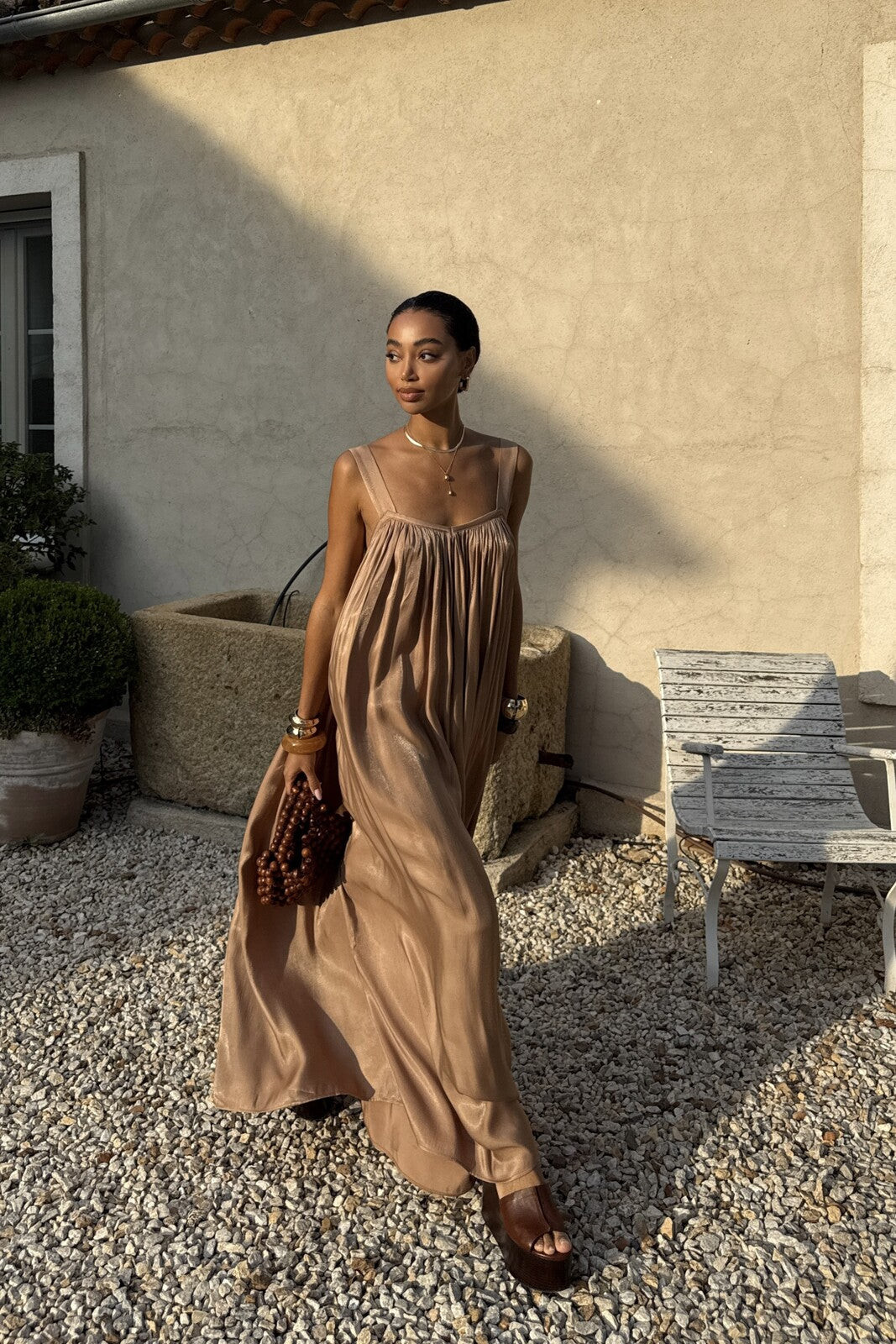 BEIGE GOLD DRESS