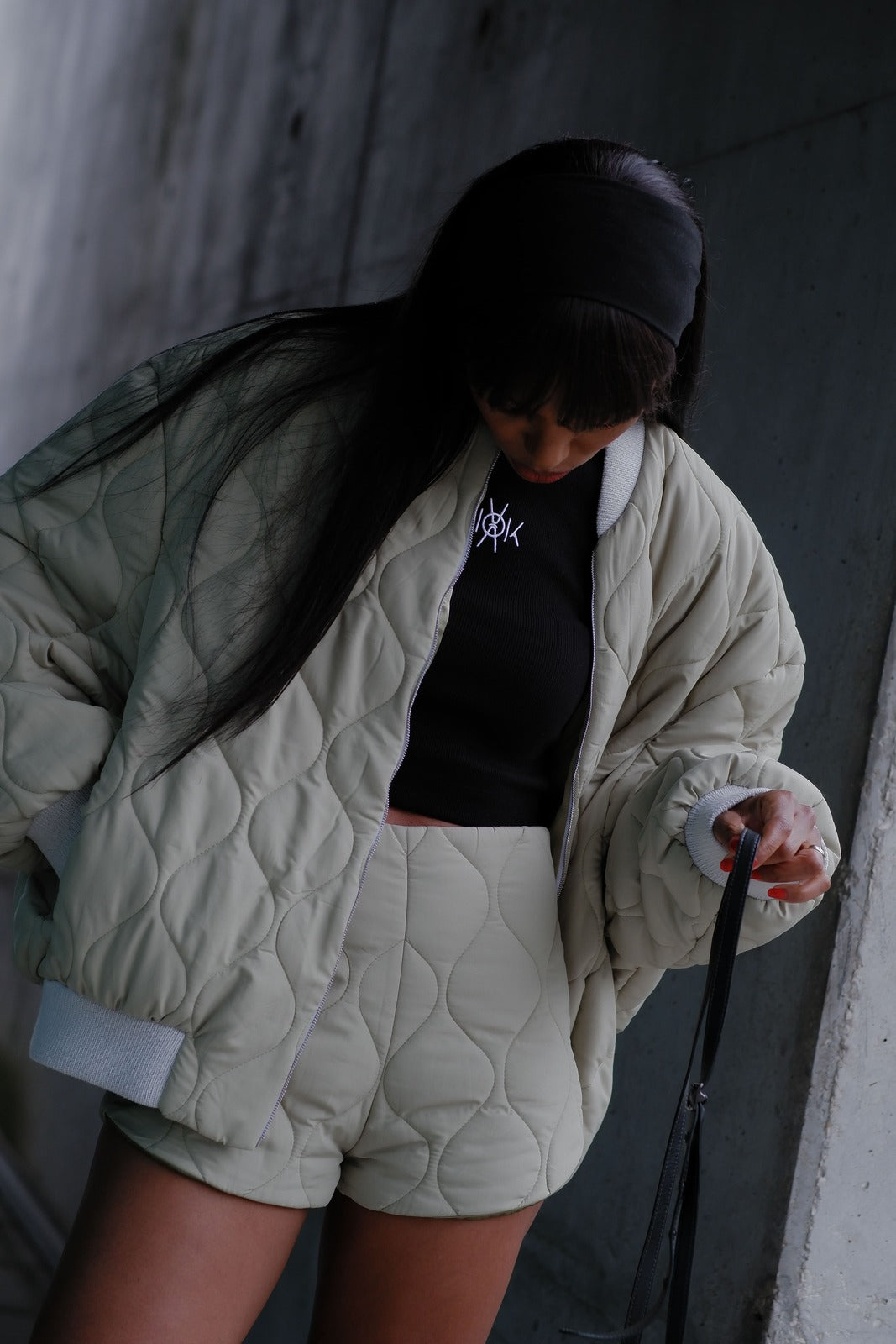 GREEN QUILTED OVERSIZED JACKET