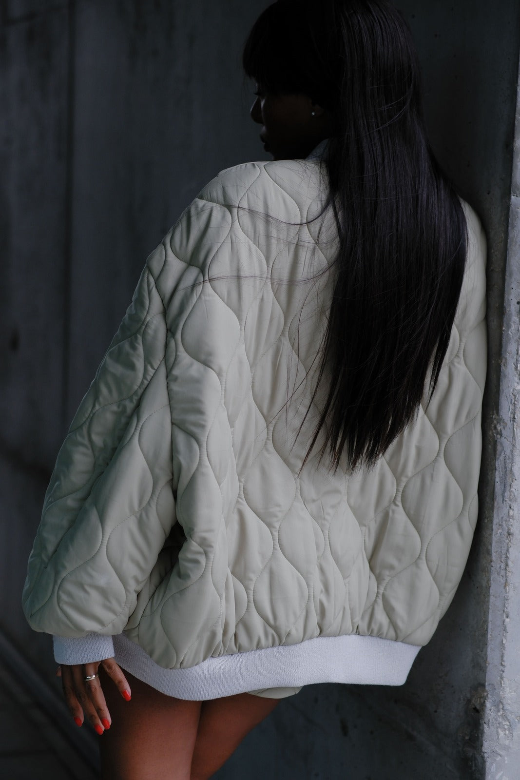 GREEN QUILTED OVERSIZED JACKET