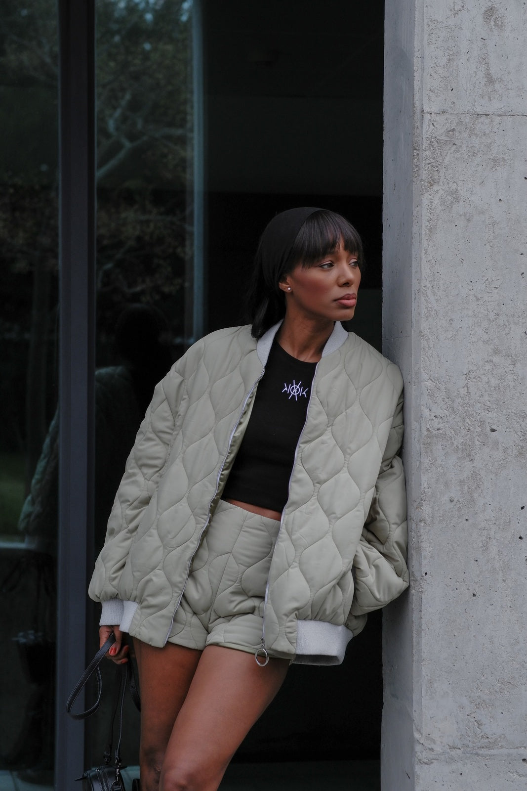 GREEN QUILTED OVERSIZED JACKET