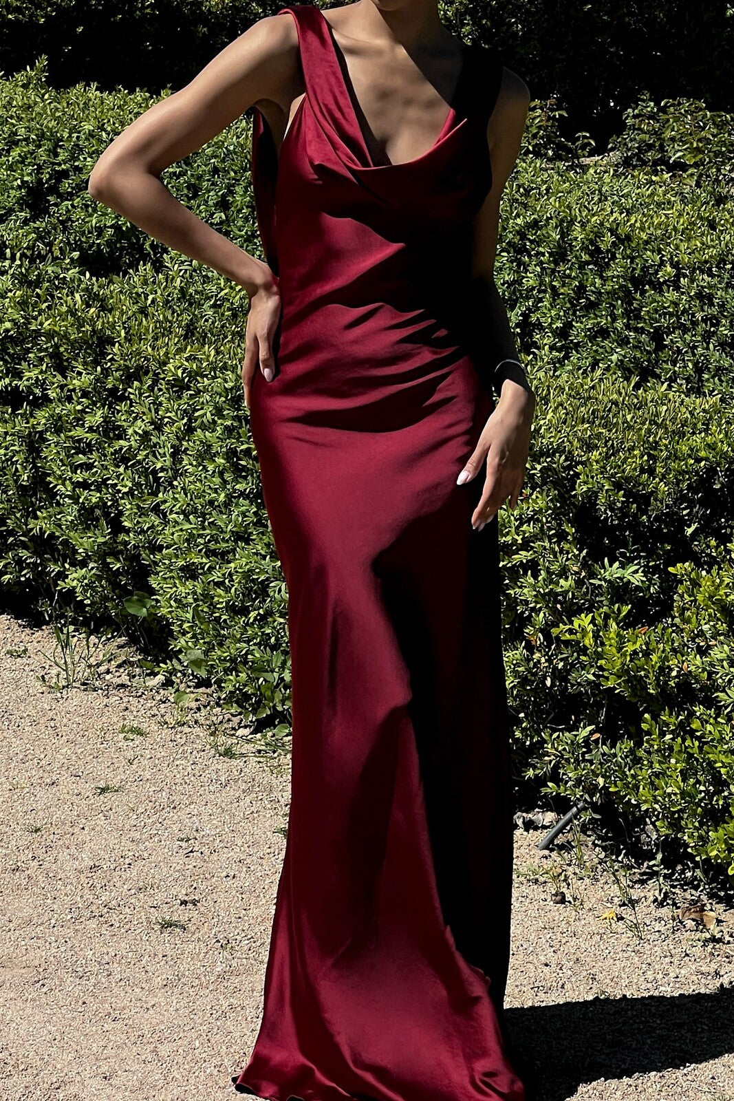the silk satin bordeaux garden party dress santa's fave wearing one of my favorite holiday dresses, the bordeaux garden party dress by @selkie use SANDRADURAN on your next christmas party dress bow mules are @lulus