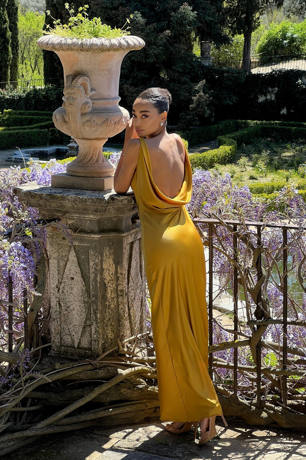 LONG FLOWY GOLD DRESS - KAO LONG FLOWY GOLD DRESS - KAO