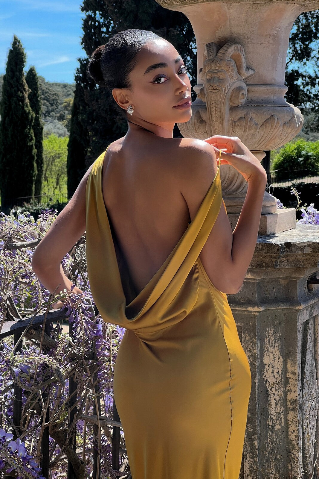 LONG FLOWY GOLD DRESS - KAO LONG FLOWY GOLD DRESS - KAO