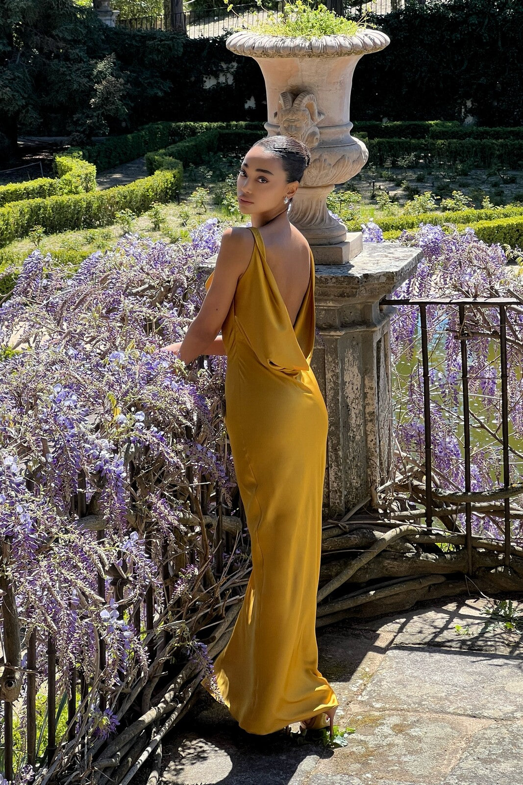 LONG FLOWY GOLD DRESS - KAO LONG FLOWY GOLD DRESS - KAO