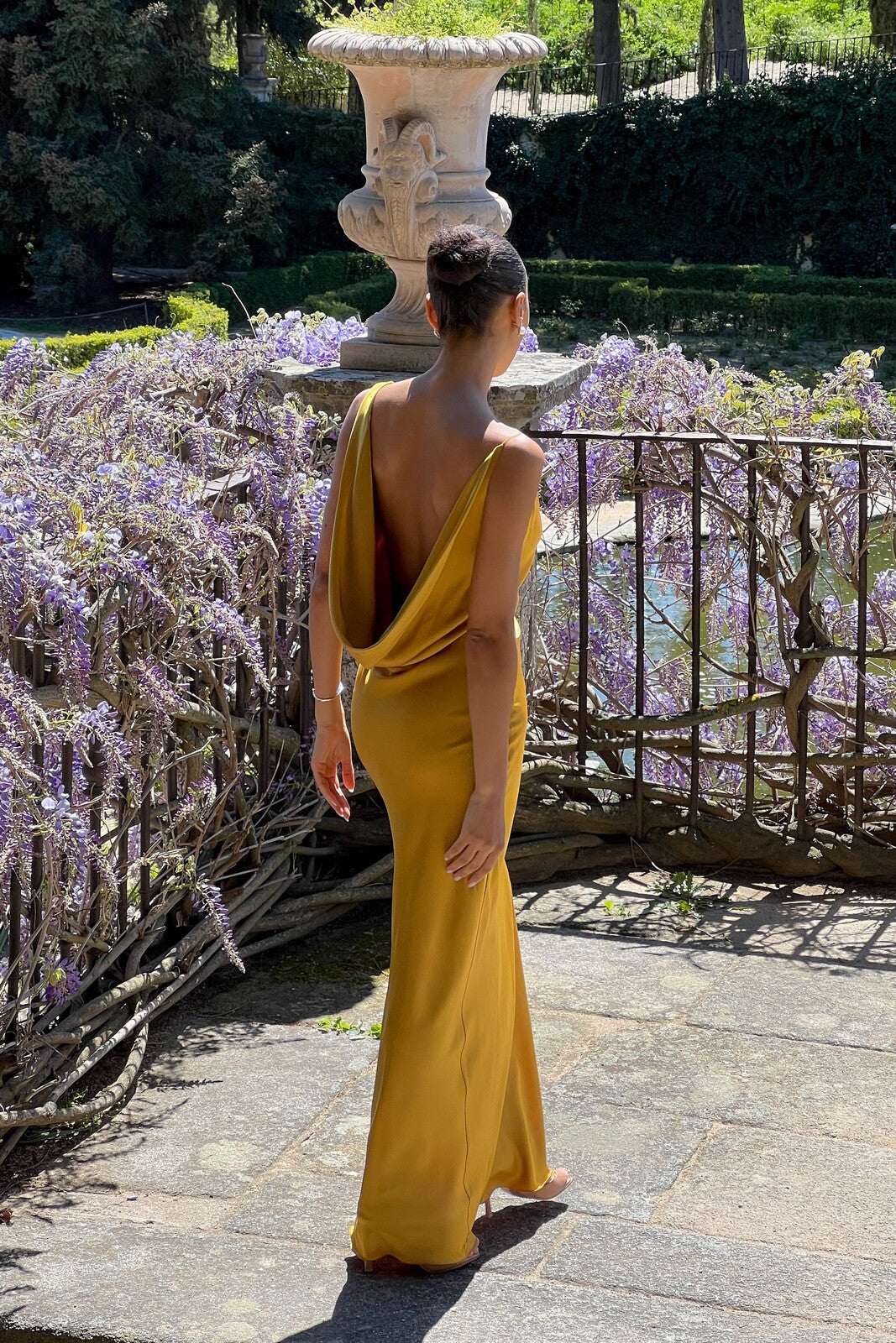 LONG FLOWY GOLD DRESS - KAO LONG FLOWY GOLD DRESS - KAO