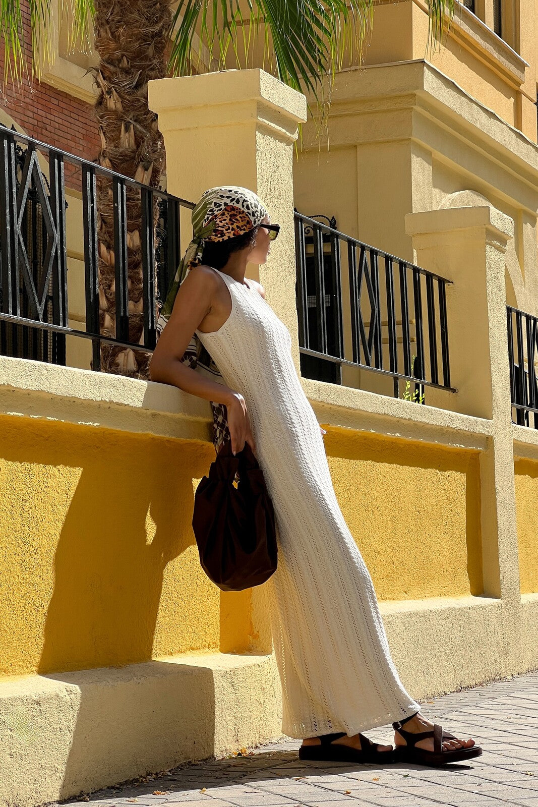 VESTIDO DE PUNTO PERLA CON PATRÓN DE TRENZA