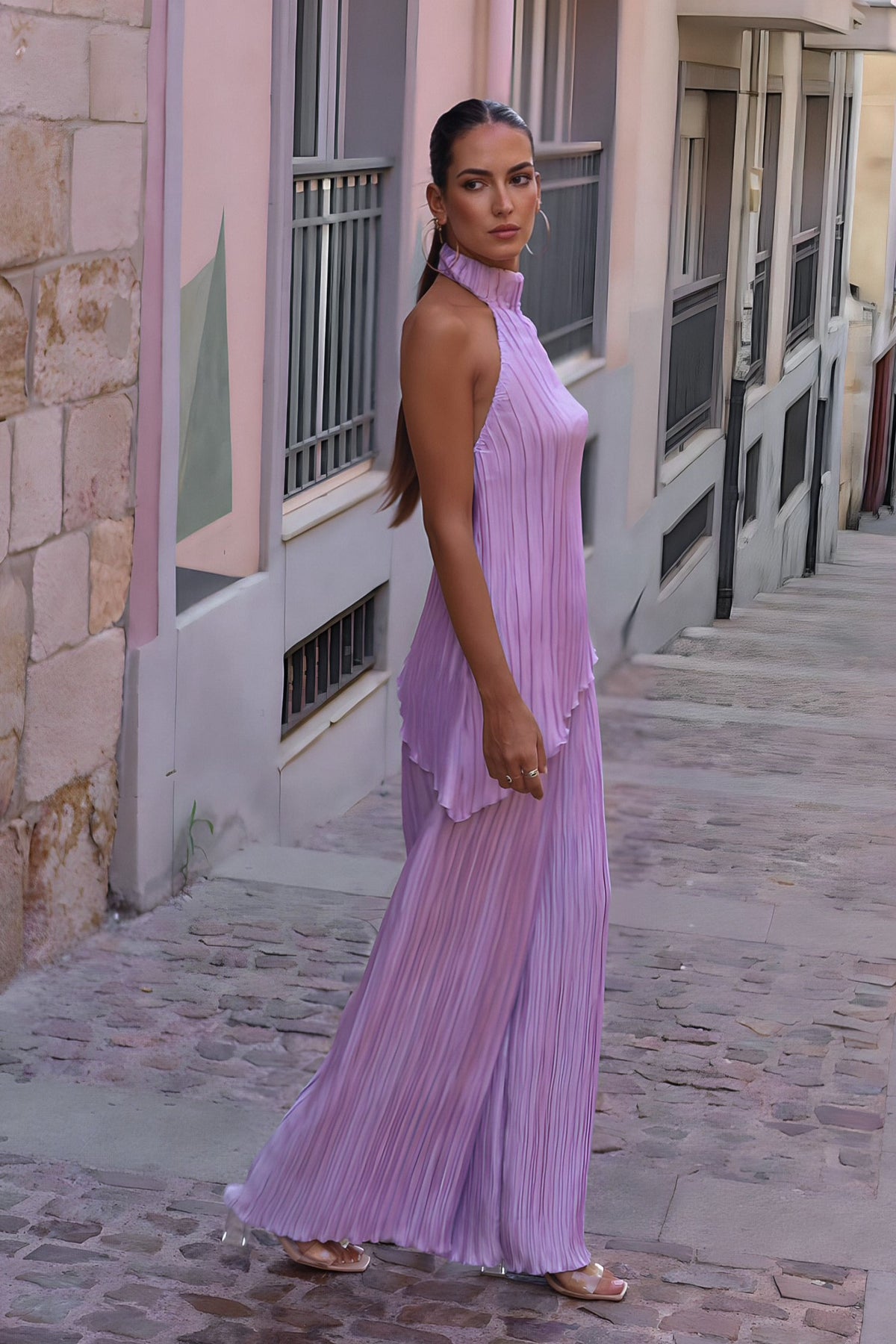 LAVENDER PLEAT BLOUSE