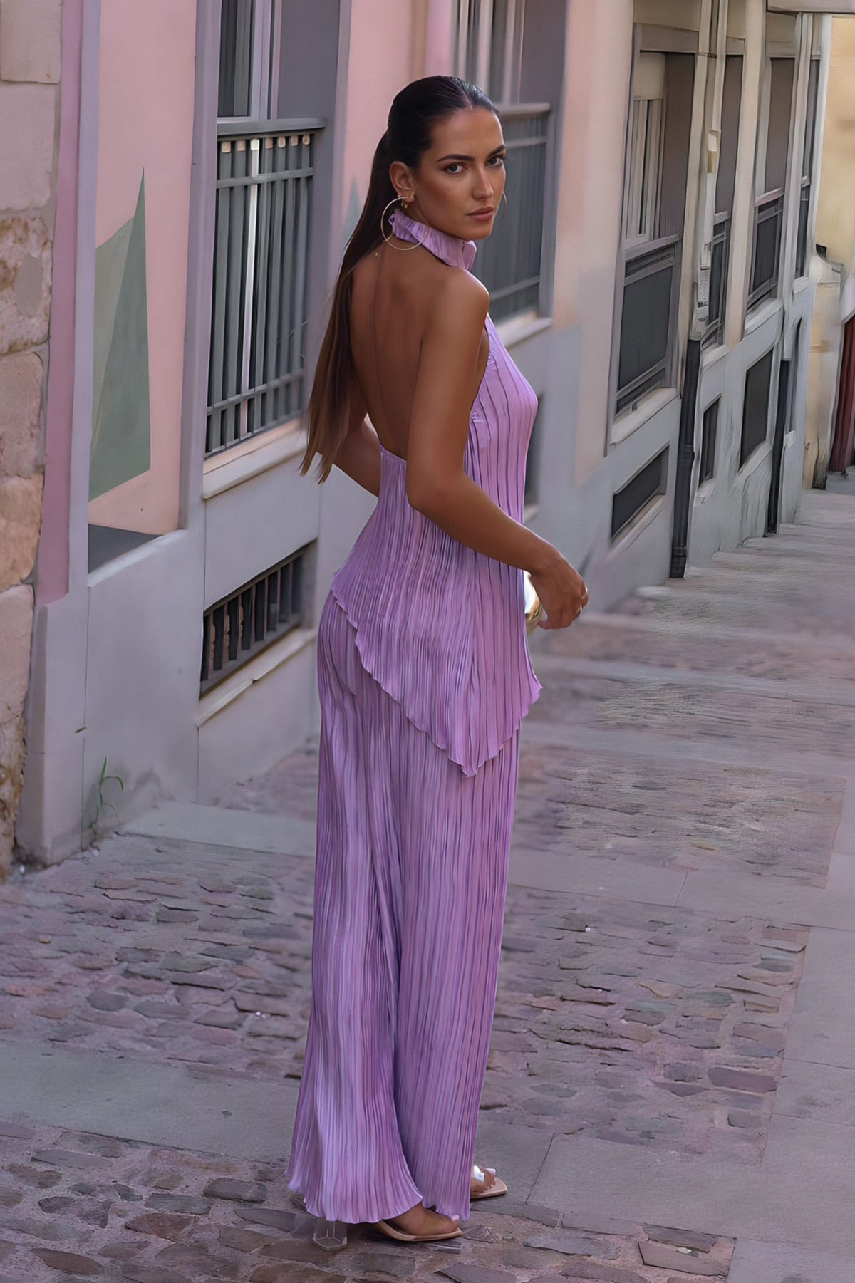 PLEATED LAVENDER PANTS