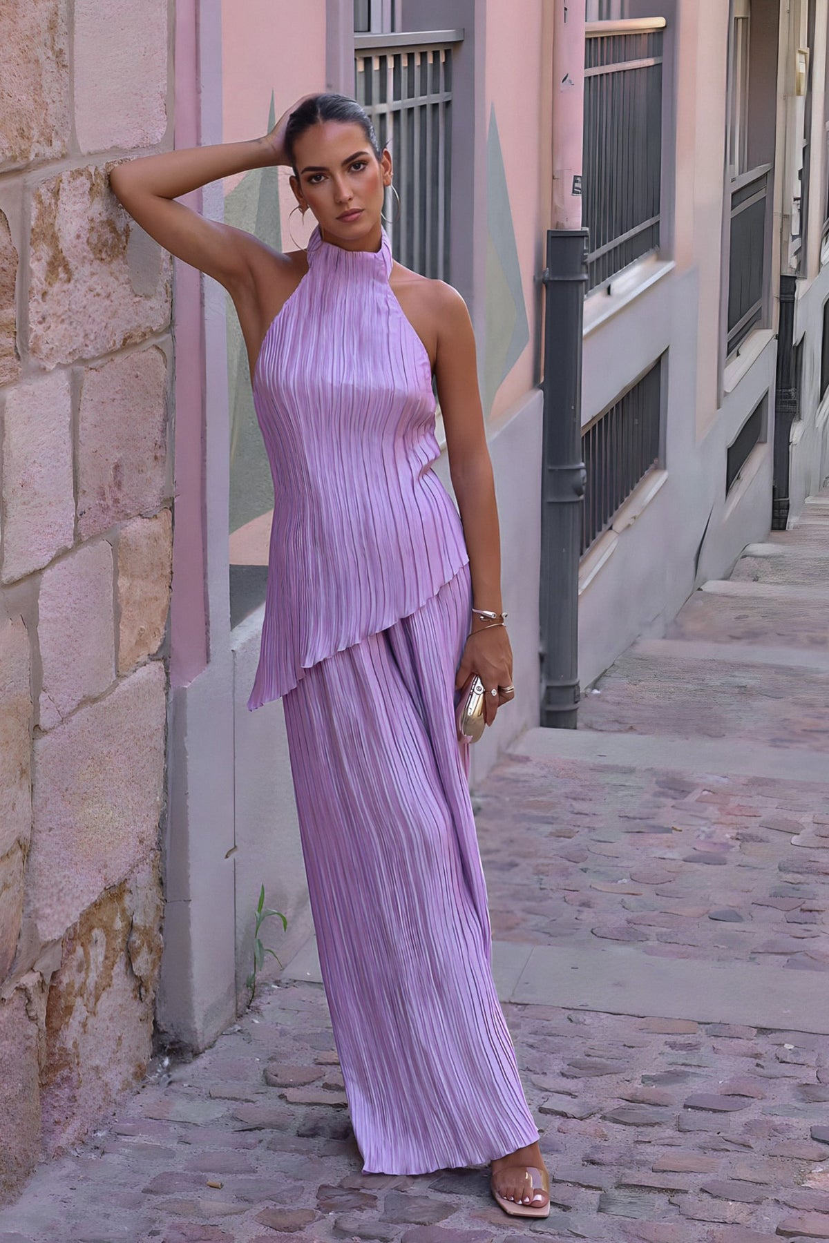 PLEATED LAVENDER PANTS